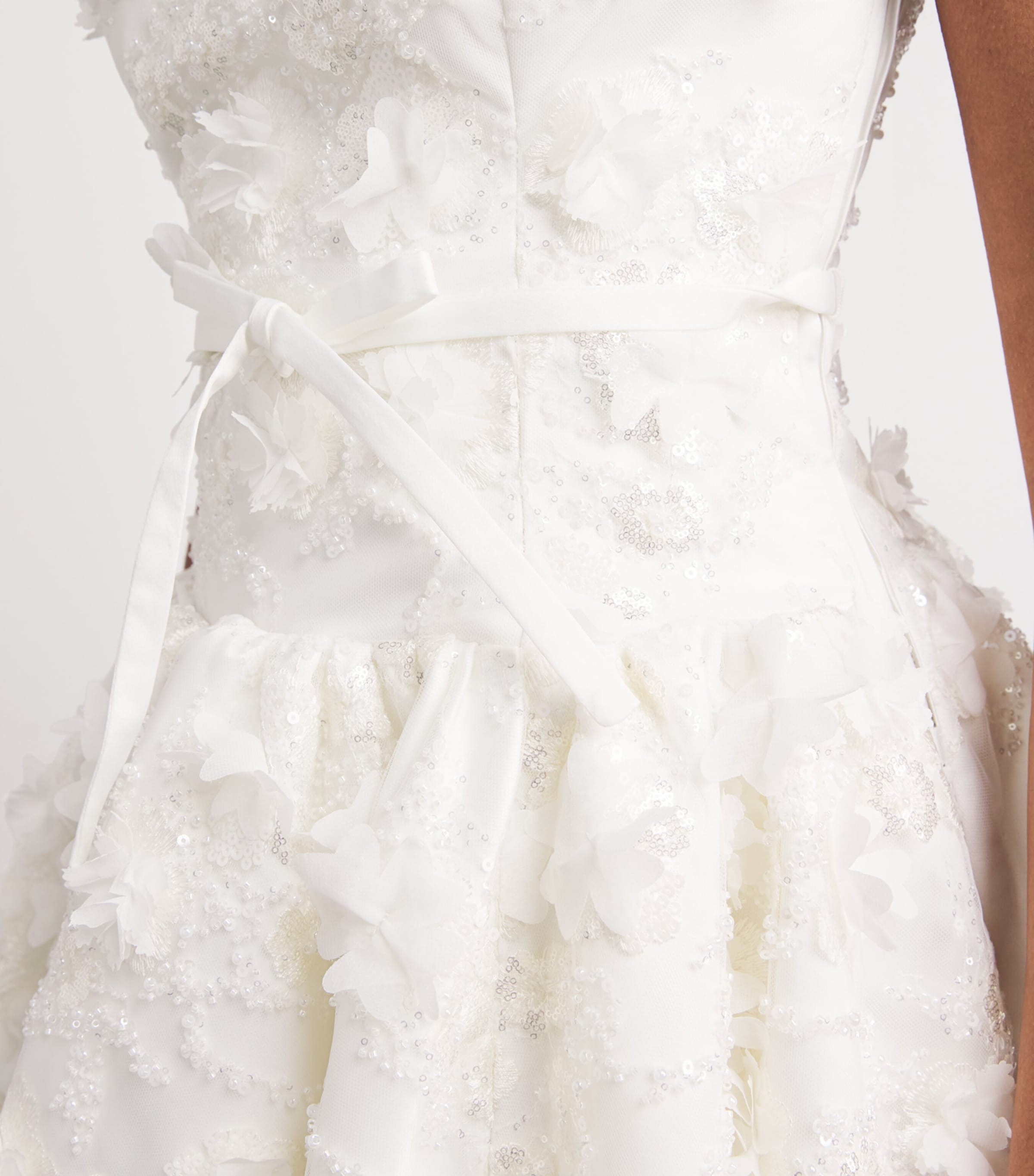Maje Womens Embellished Floral Mini Dress White Image 3