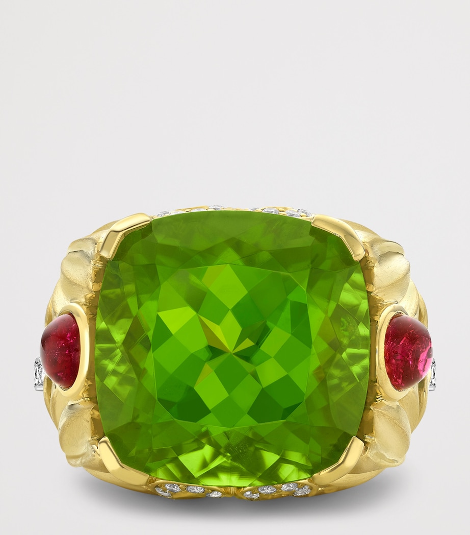 Boodles Yellow Gold, Diamond, Garnet and Peridot The Great Vine Palace Ring Green Image 3