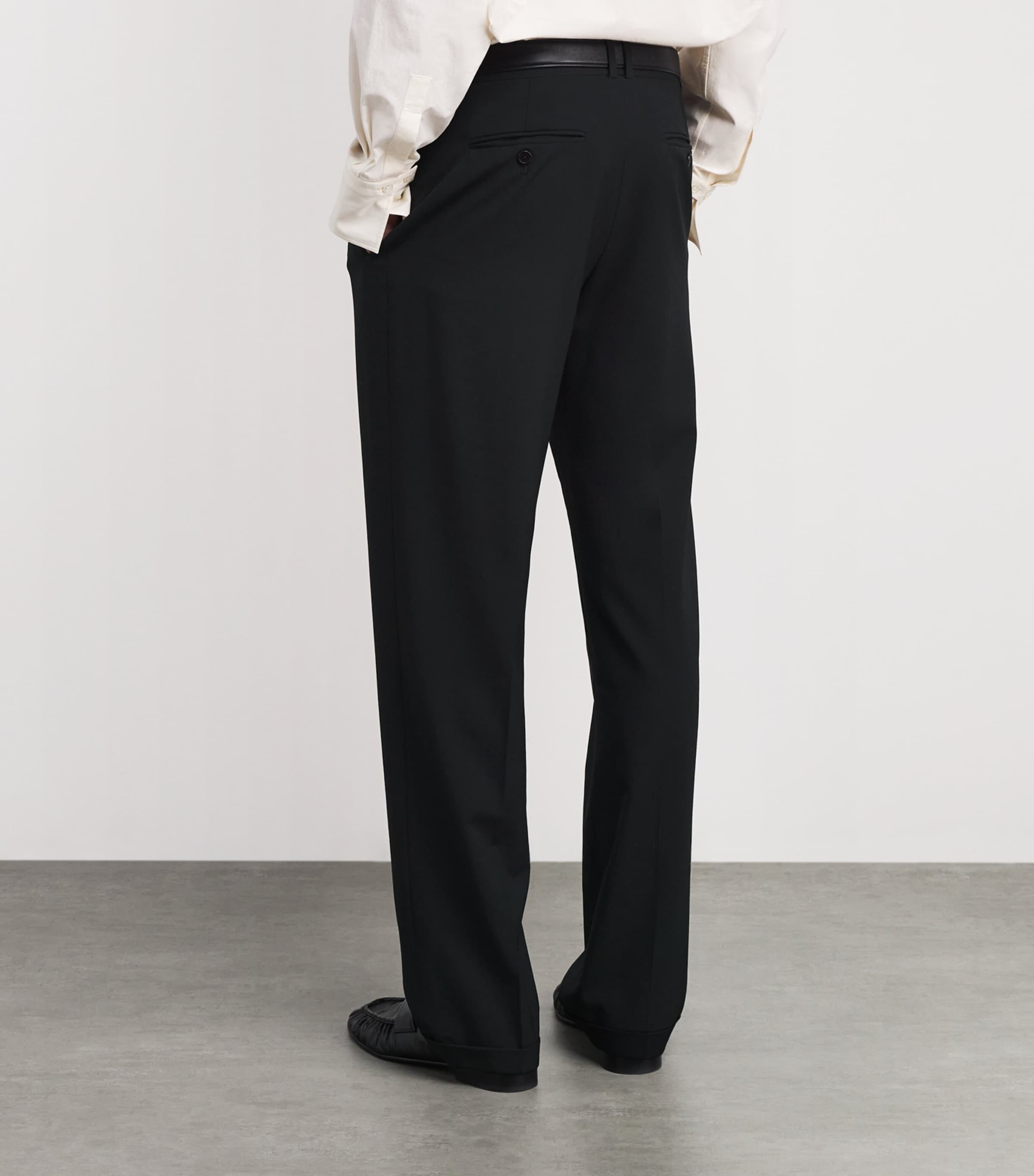 The Row Mens Tosca Wool Trousers Black Image 4