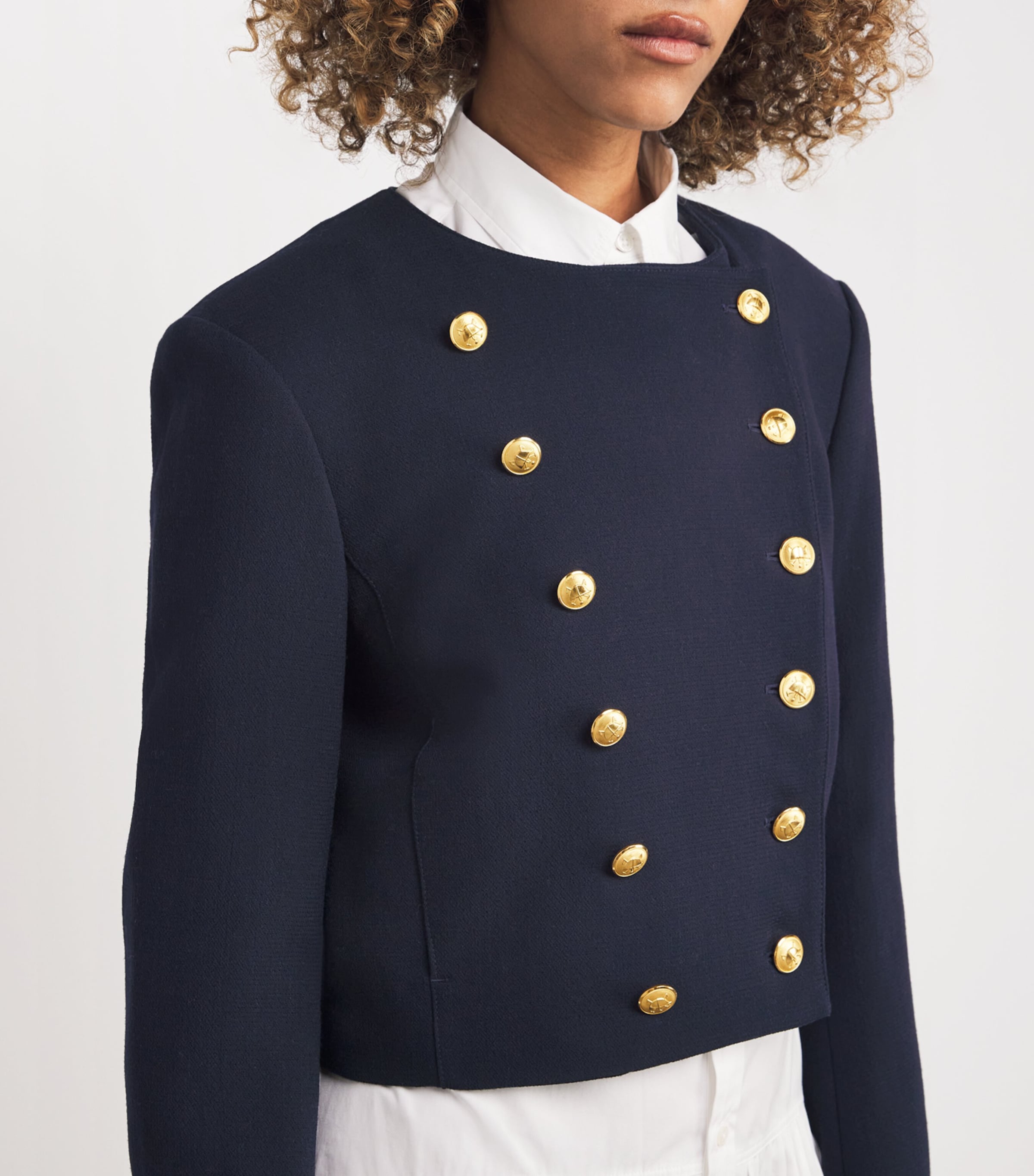 Wool Button-Detail Jacket NAVY Image 6