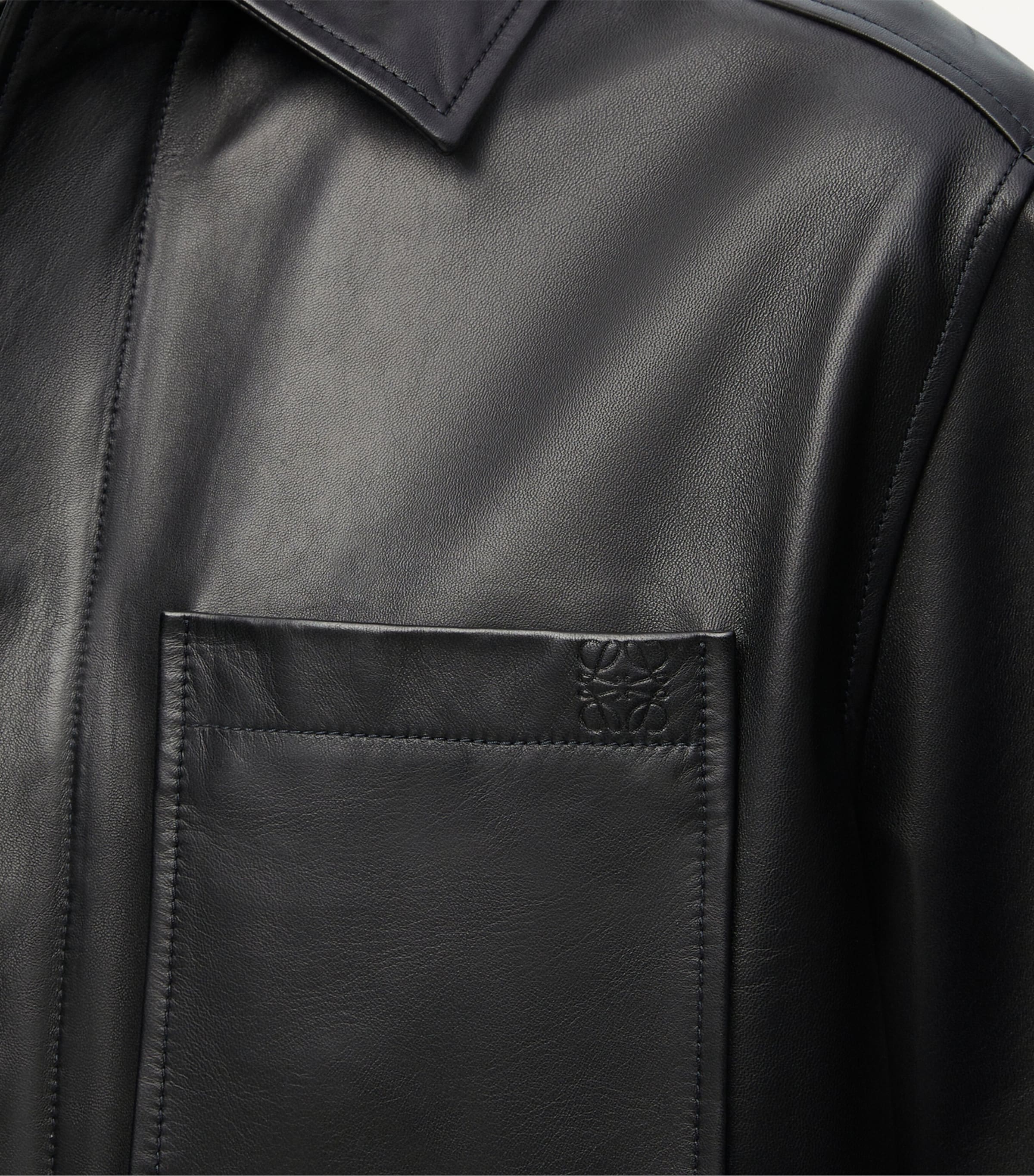 Leather Shirt Jacket BLACK Image 5