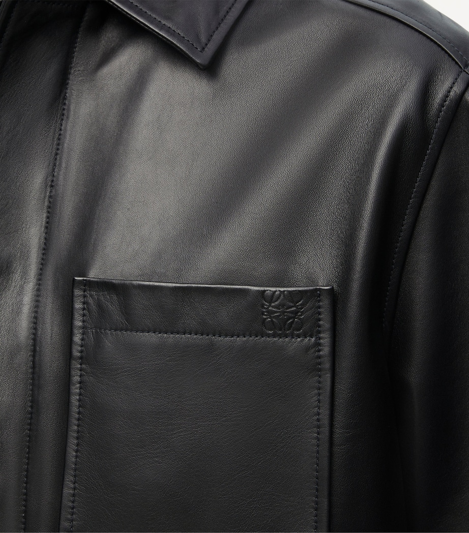 Leather Shirt Jacket BLACK Image 5