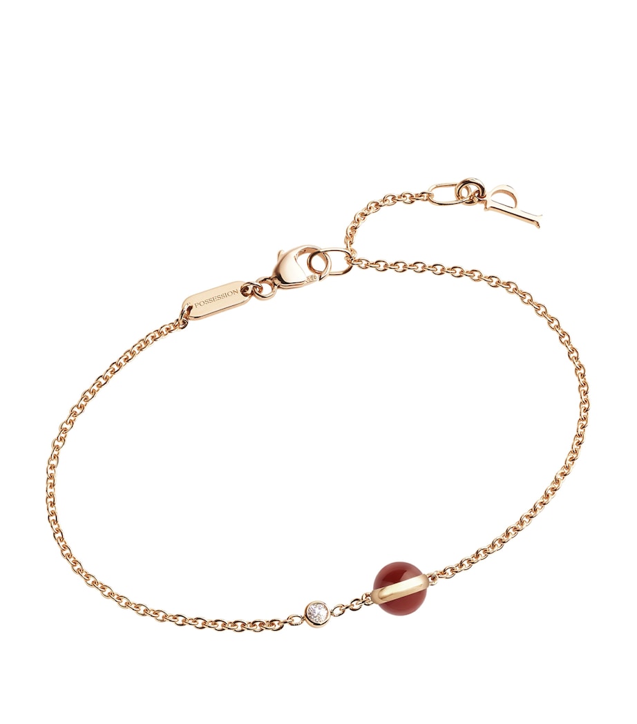 Rose Gold, Diamond and Carnelian Possession Bracelet RED Image 1