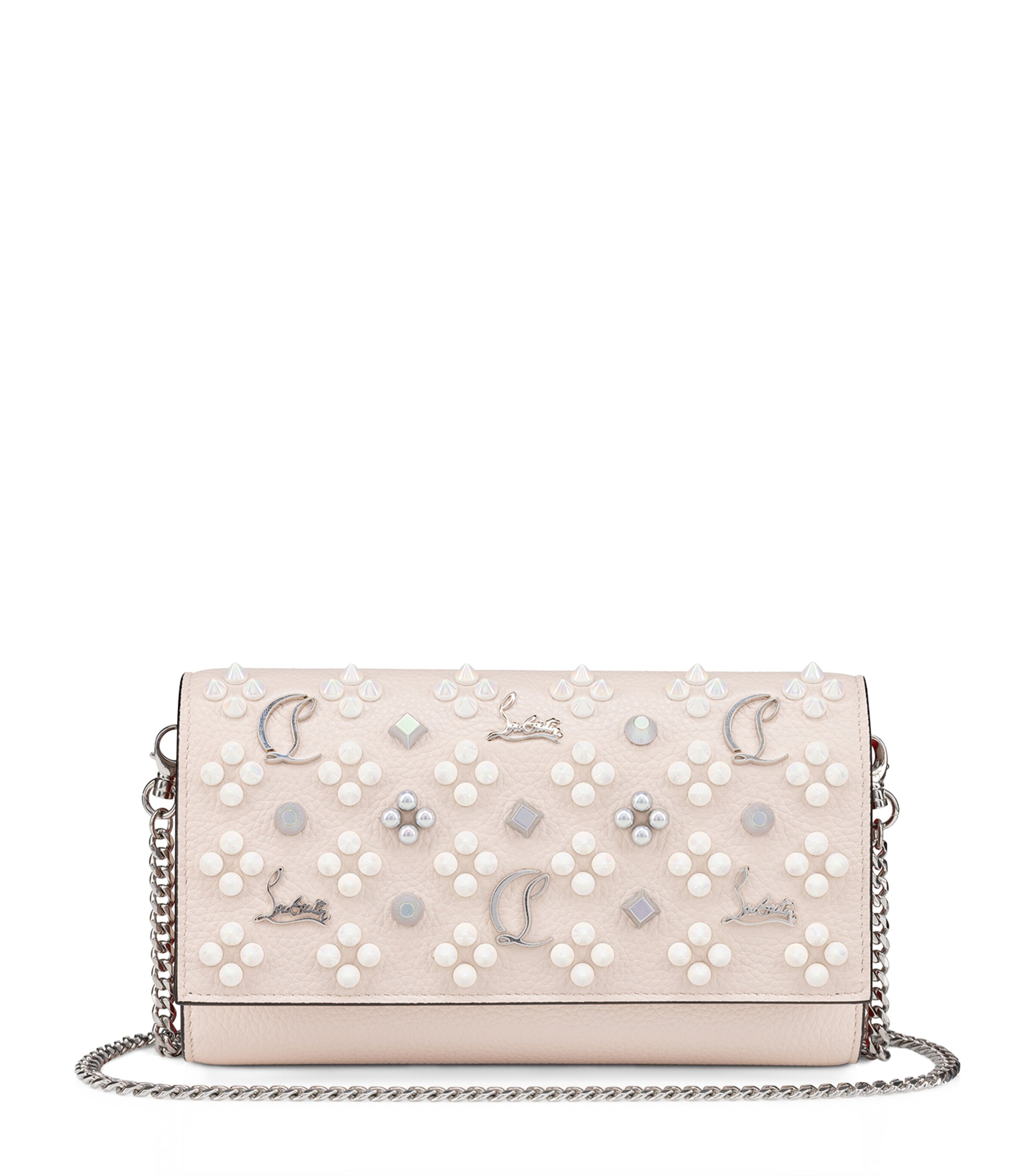 Christian Louboutin Womens Leche Paloma Leather Wallet-on-chain In Beige