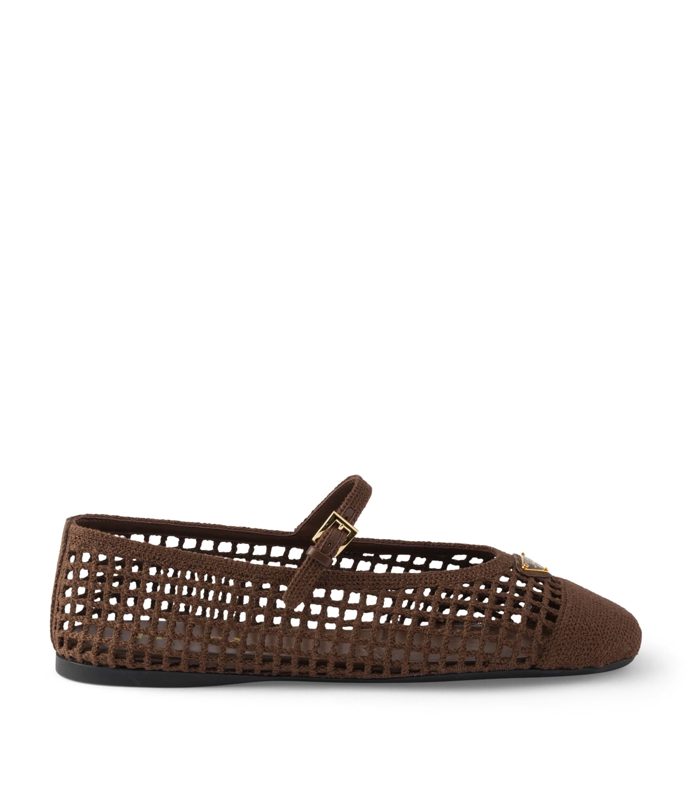 Prada Crochet Triangle Ballet Flats Brown Image 1