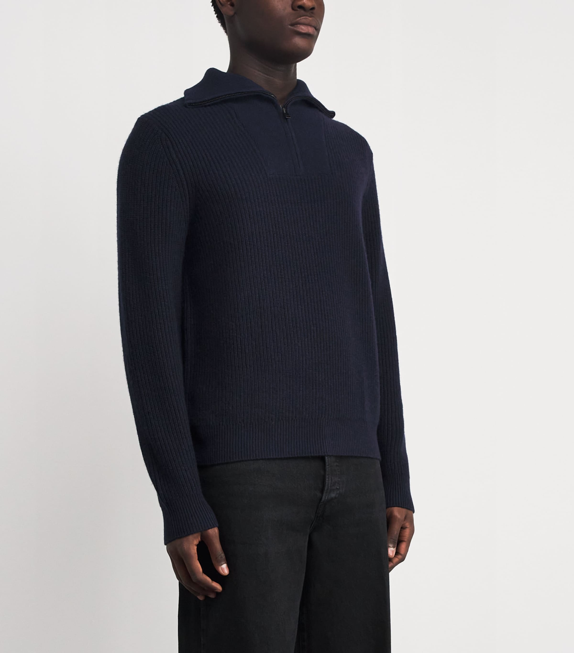 Wool-Cashmere Heirloom Shaker Quarter-Zip Sweater 403CBL COASTAL Image 3