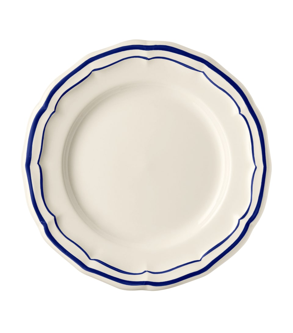 Gien Set of 4 Filets Bleu Canapé Plates (23cm) White, Blue