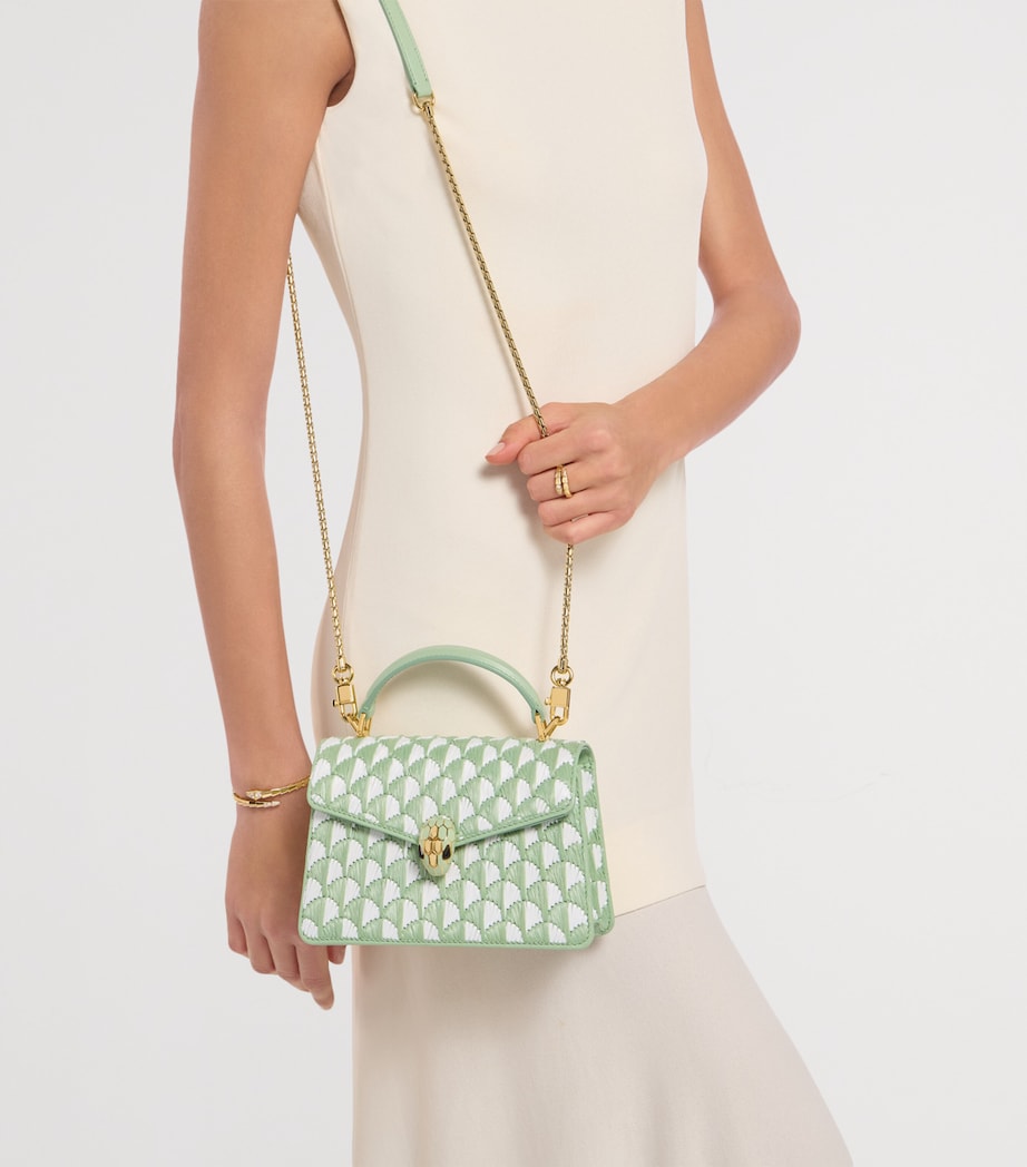 Bvlgari Mini Raffia Serpenti Forever Top-Handle Bag Green Medium Image 3