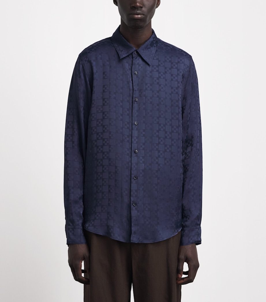 Sandro Paris Mens Jacquard Square Cross Shirt Navy Blue Image 4