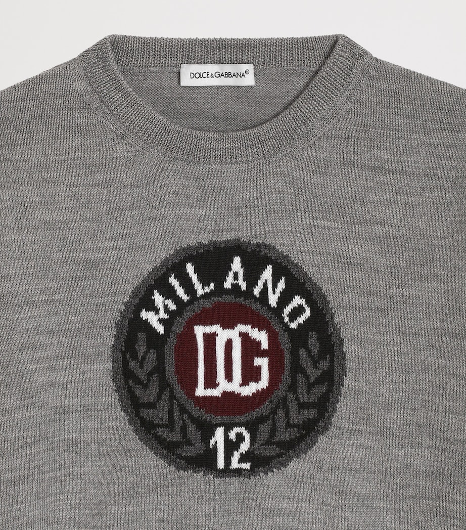 Dolce&Gabbana Kids Virgin Wool Jacquard Sweater (3-30 Months) Image 3