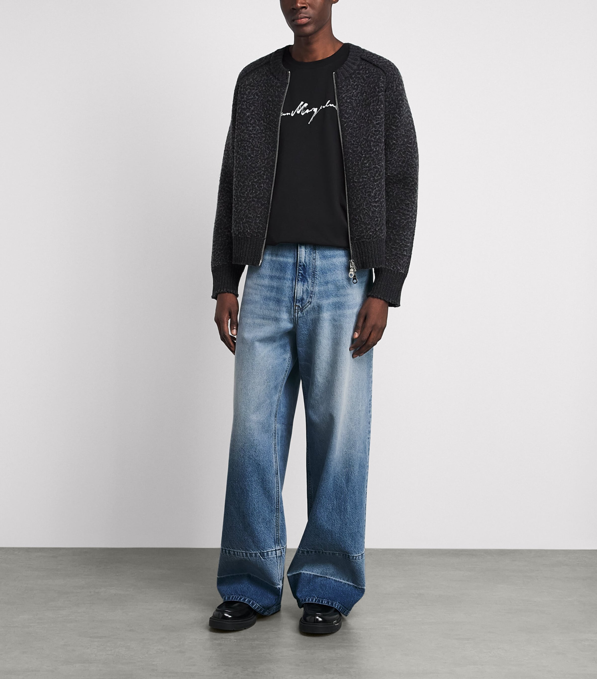 MM6 Maison Margiela Mens Panelled Wide-Leg Jeans Blue Image 2