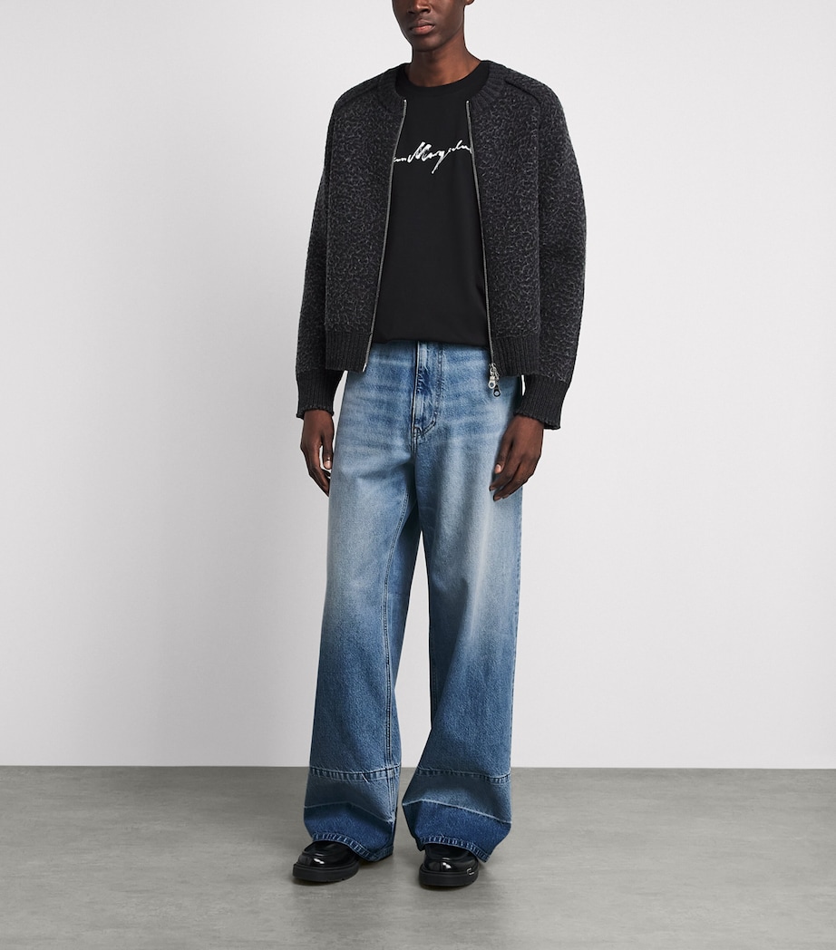 MM6 Maison Margiela Mens Panelled Wide-Leg Jeans Blue Image 2