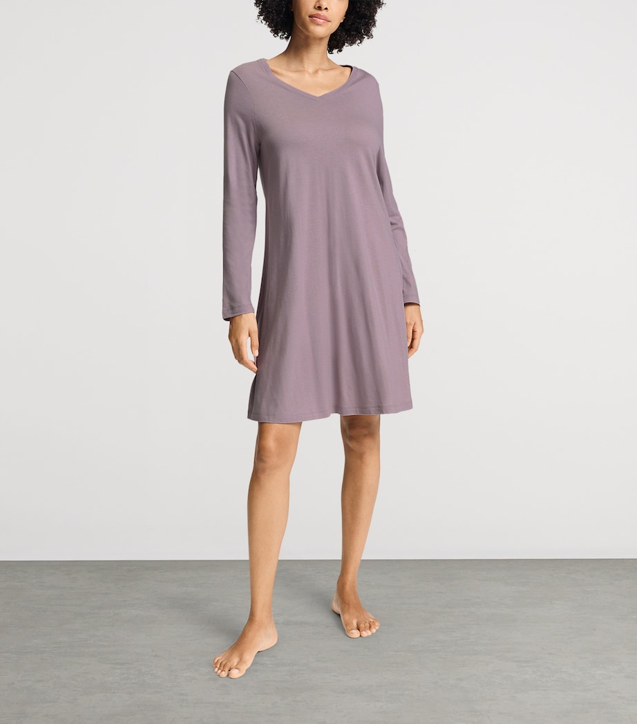 Hanro Womens Cotton-Modal Sleep & Lounge Nightdress Deep Navy Image 2