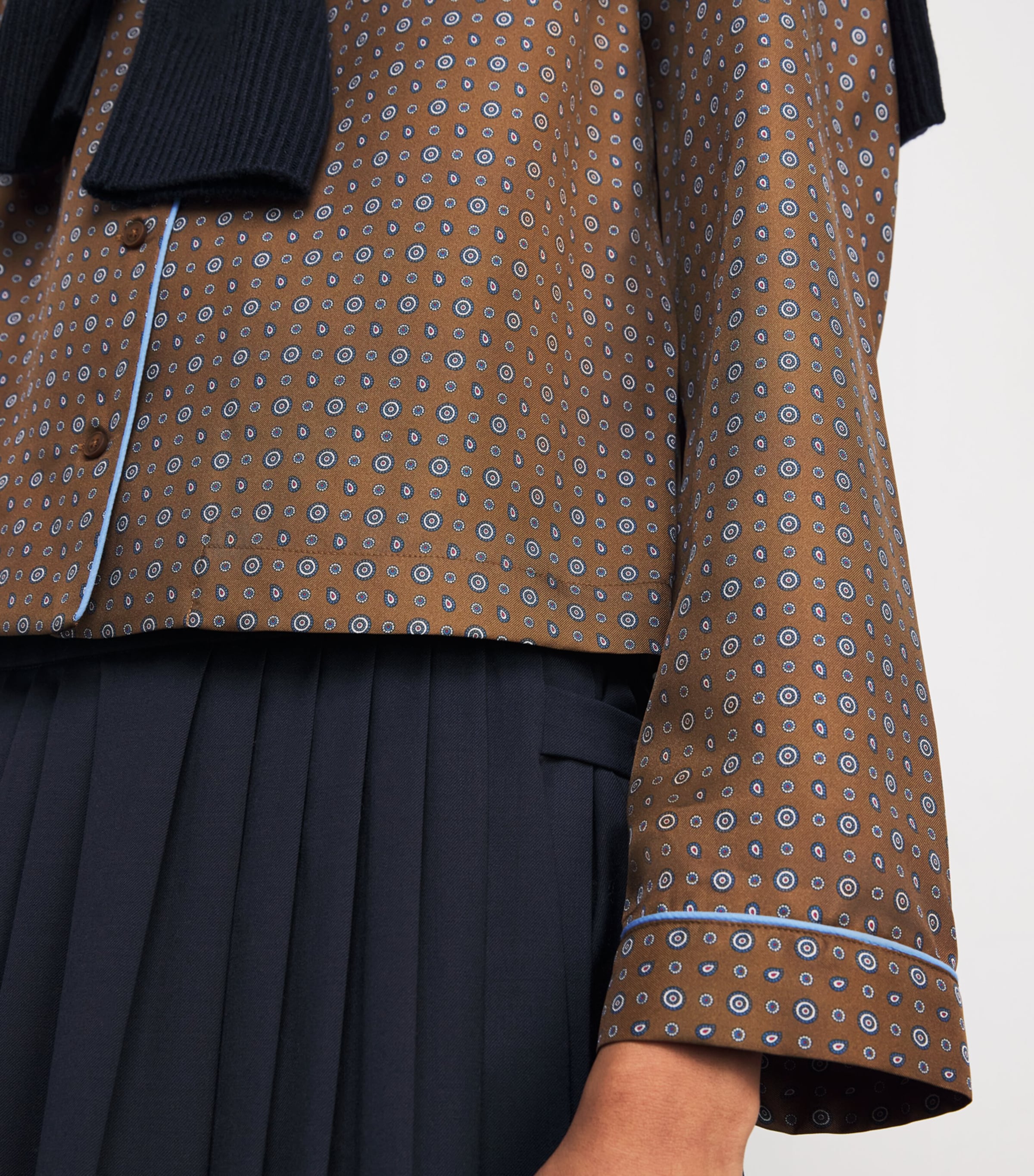 Silk Printed Pyjama Shirt BROWN TIE Image 6