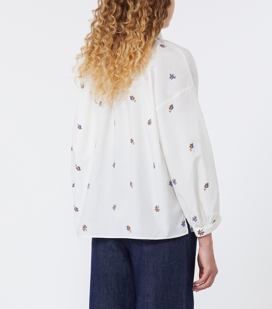 Weekend Max Mara Womens Poplin Embroidered Shirt White Image 4
