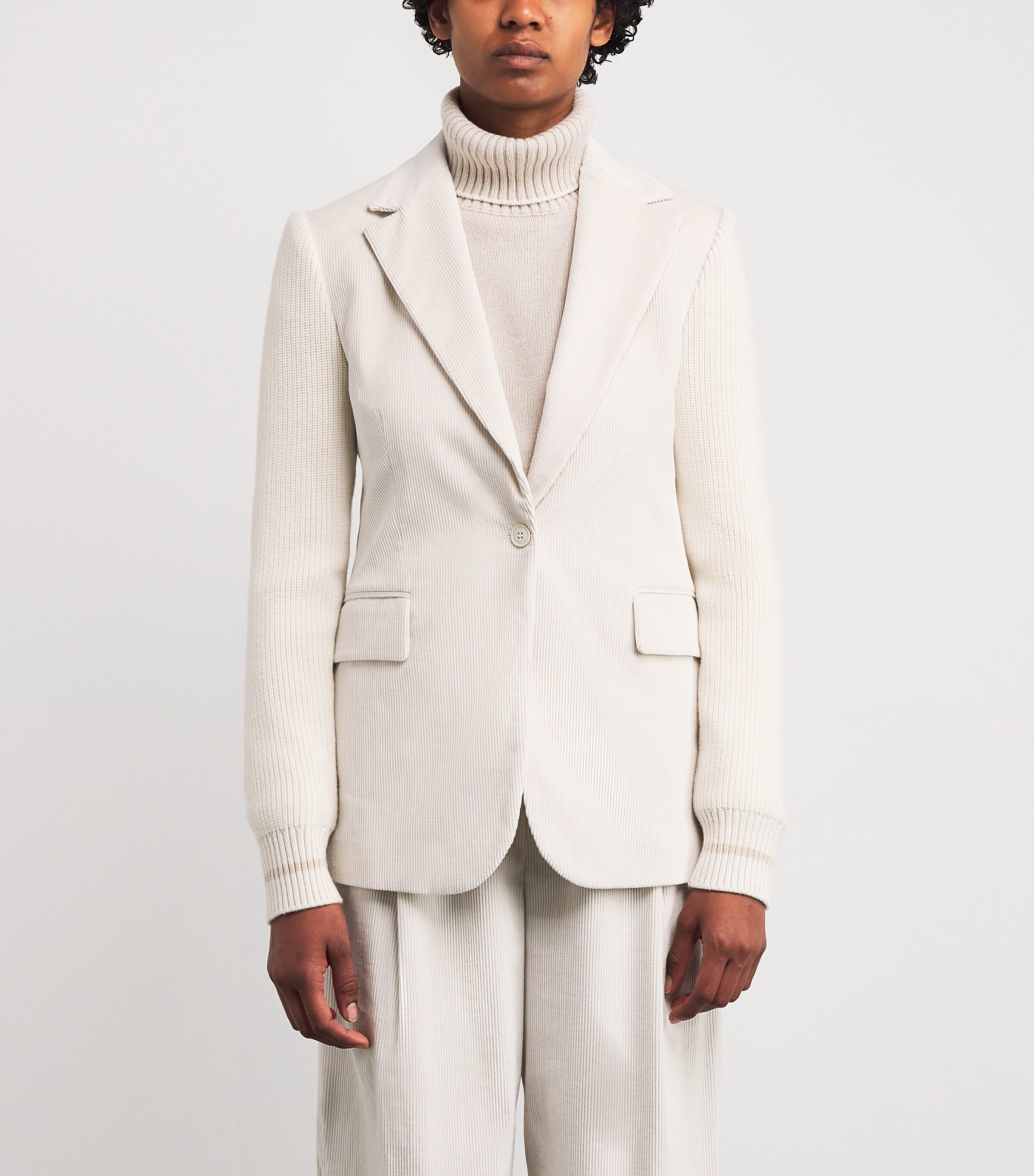 Cotton-Blend Corduroy Single Button Blazer PANNA Image 3