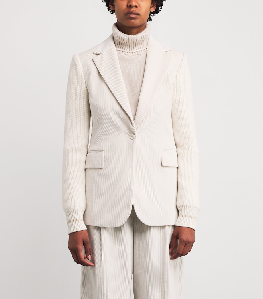 Cotton-Blend Corduroy Single Button Blazer PANNA Image 3