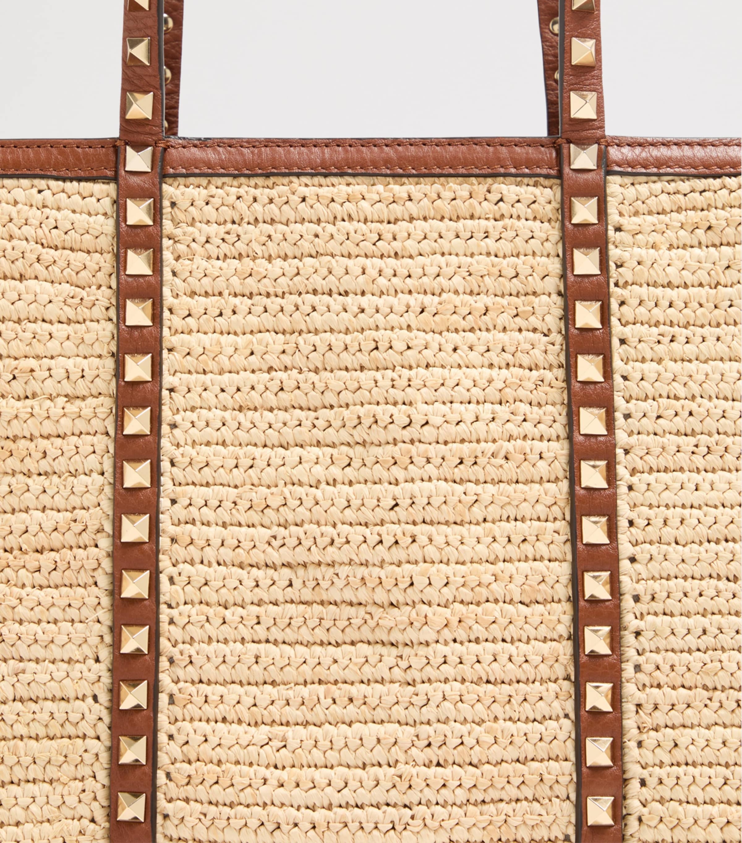 Valentino Garavani Large Straw Rockstud Tote Bag Image 6