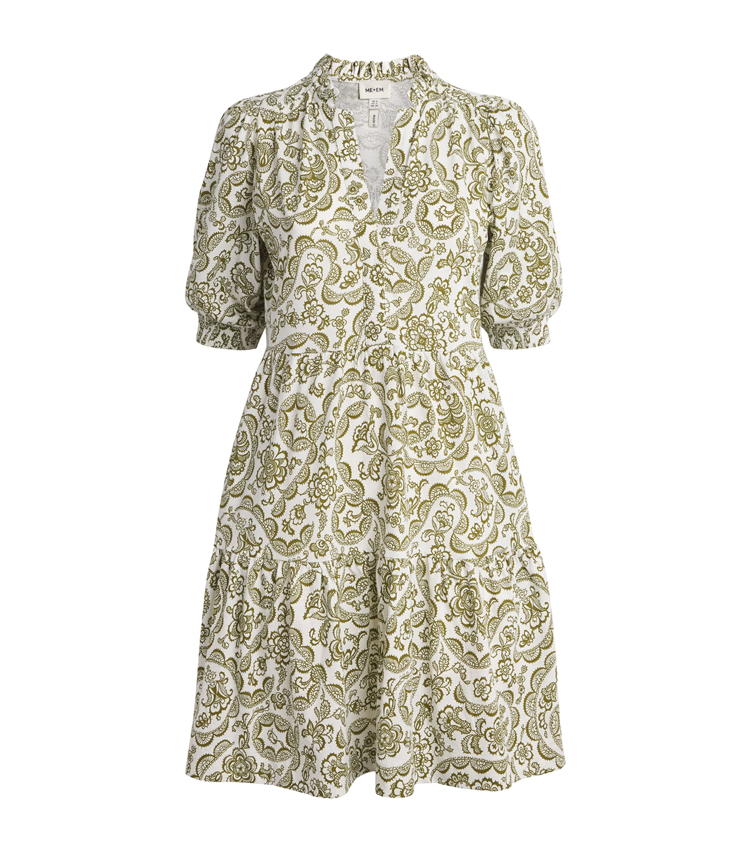ME+EM Womens Floral Tiered Mini Dress Green Multi Image 1
