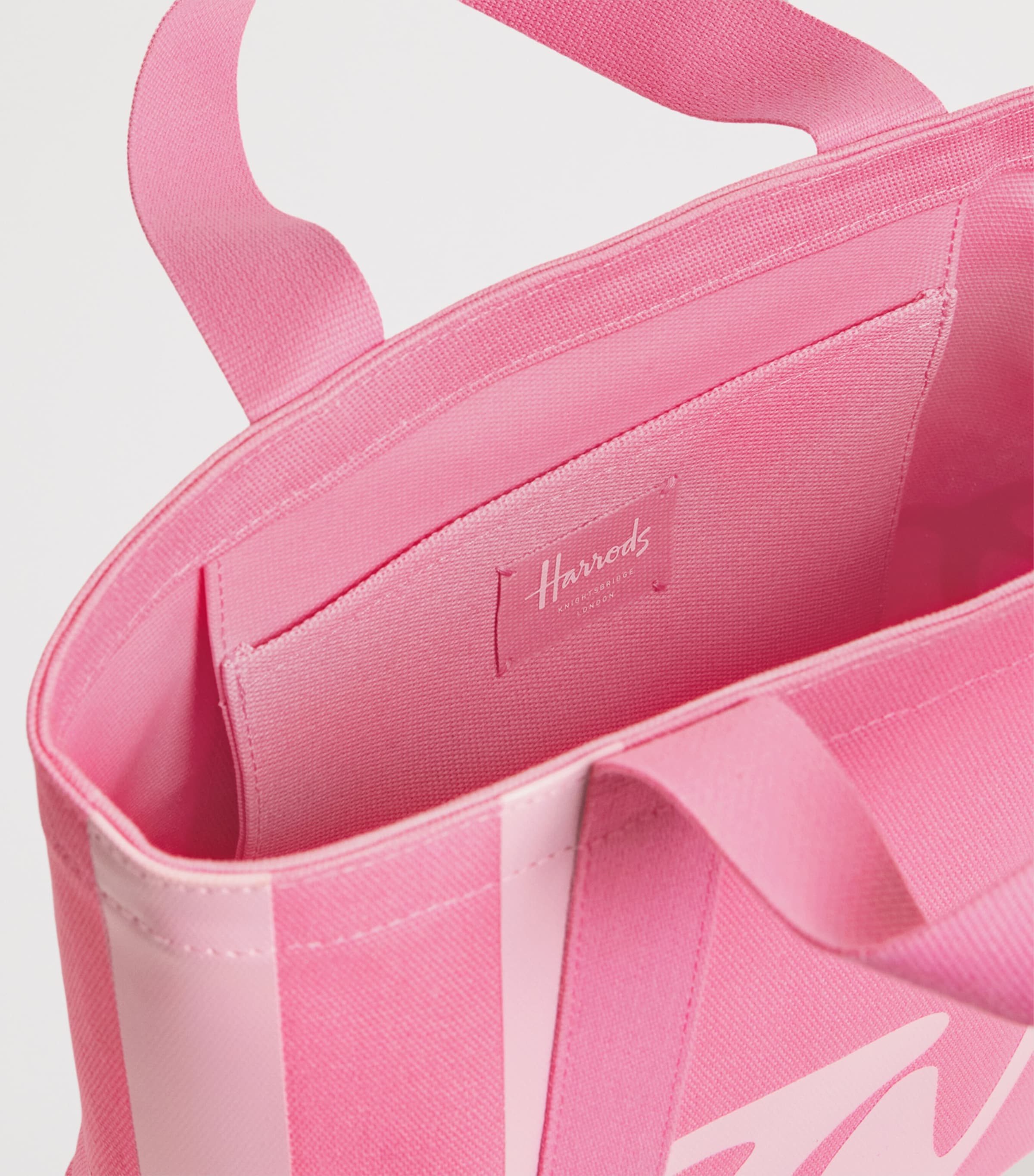 Harrods Small Cotton Logo Tote Bag Pink Image 4
