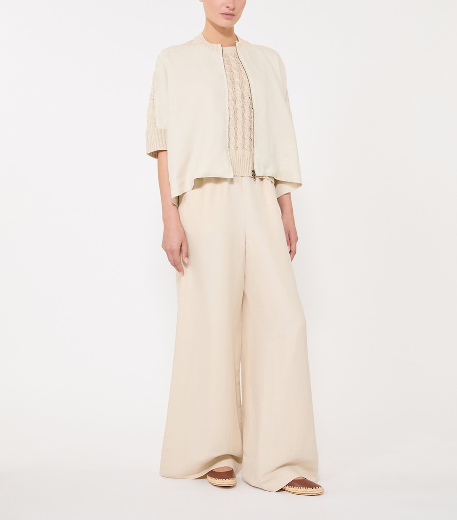 Max Mara Linen Eresia Zip-Up Cardigan Beige Image 2