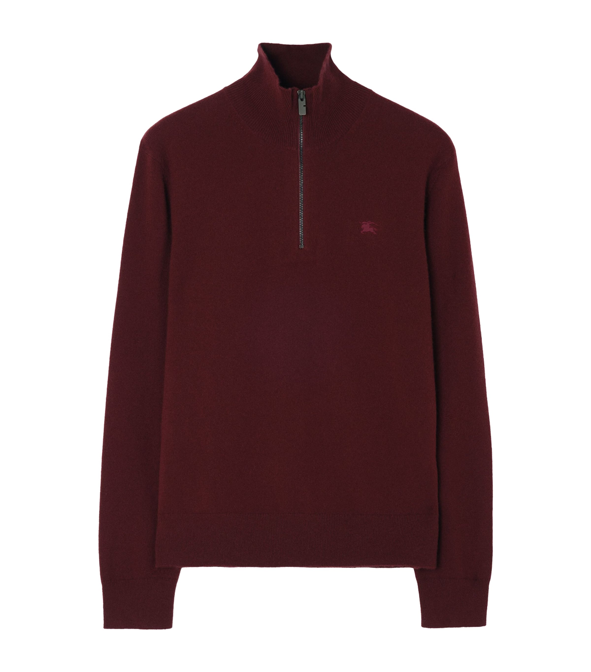 Burberry Cashmere-Blend Quarter-Zip Slim Sweater Oxblood Red
