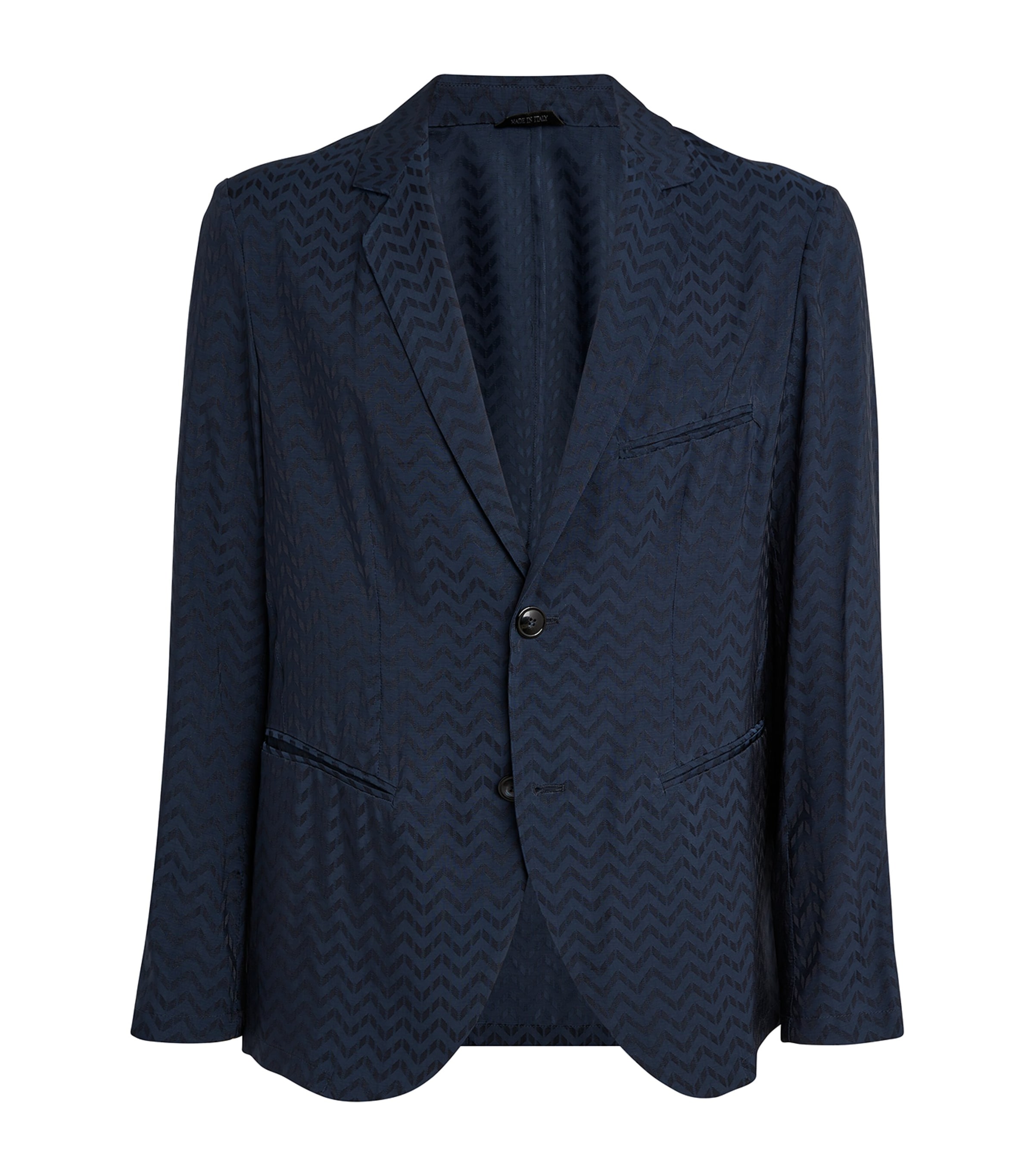 Shop Giorgio Armani Zigzag Jacquard Blazer In Blue