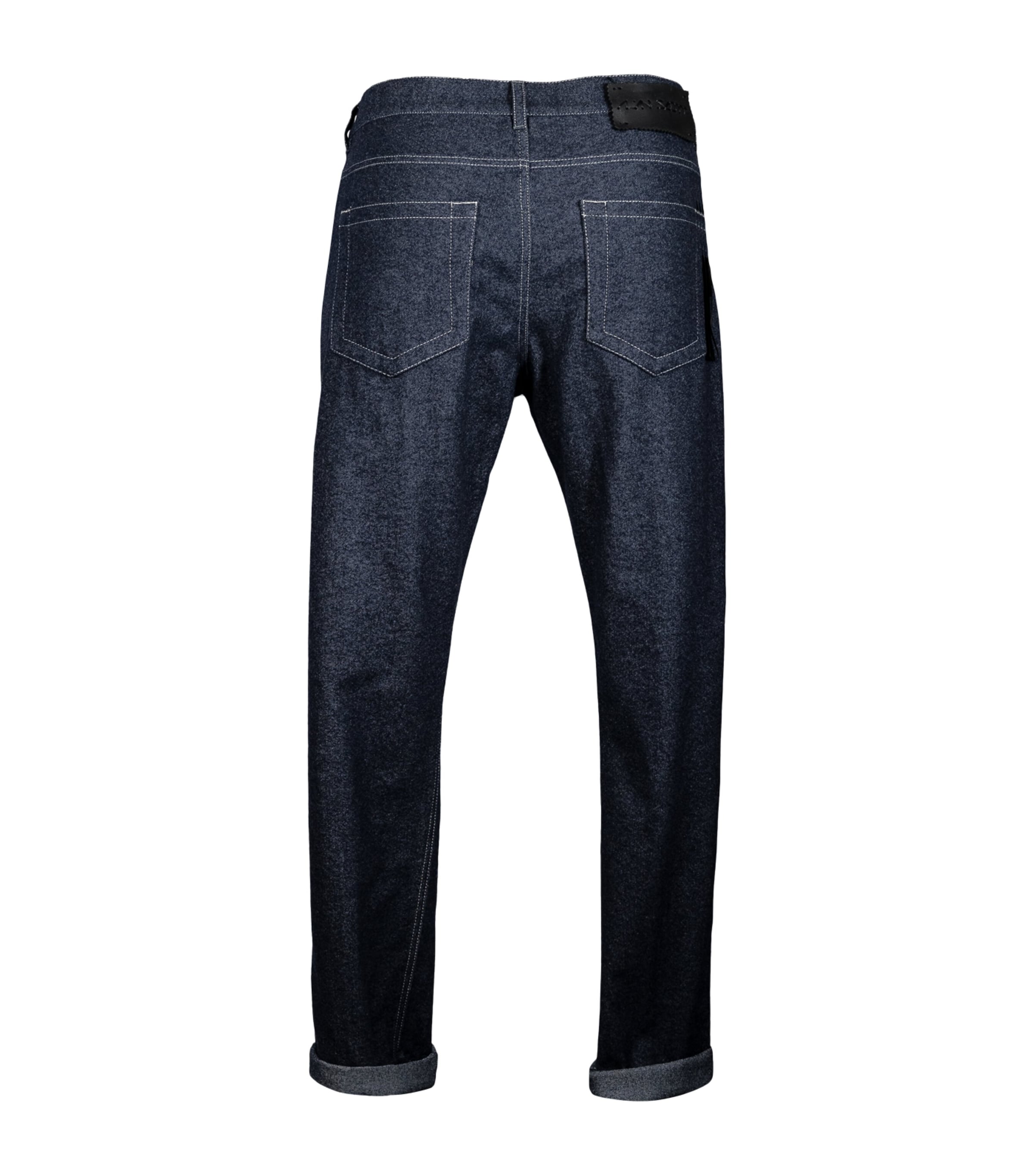 Alan Scott Mens Cashmere-Blend Relaxed Jeans Dark Indigo Image 3