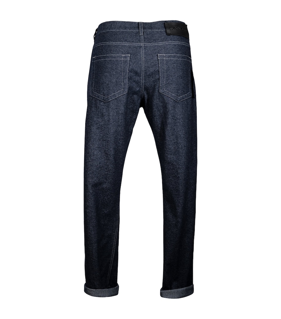 Alan Scott Mens Cashmere-Blend Relaxed Jeans Dark Indigo Image 3