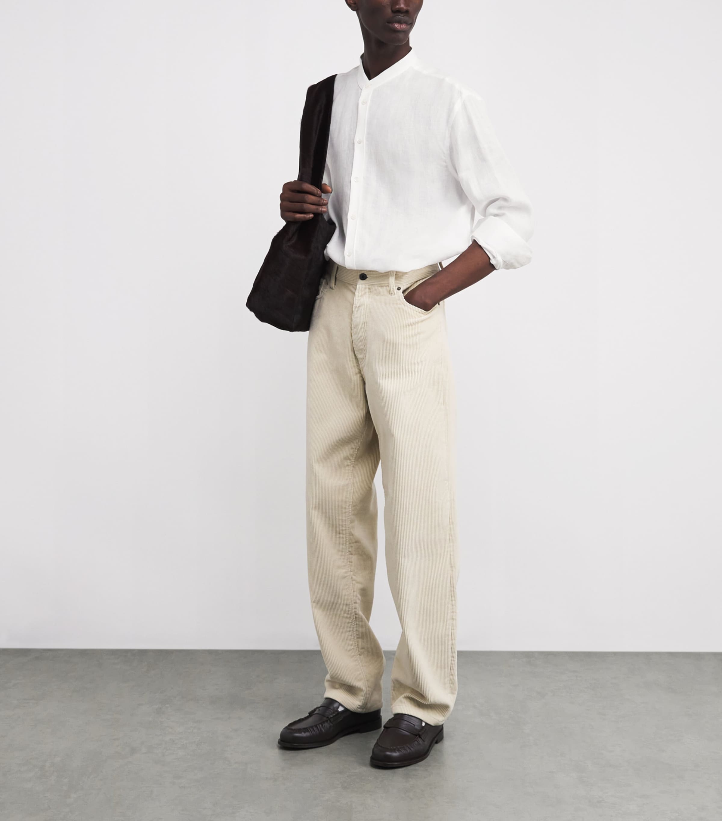 Linen Guru-Collar Shirt 100 Image 2