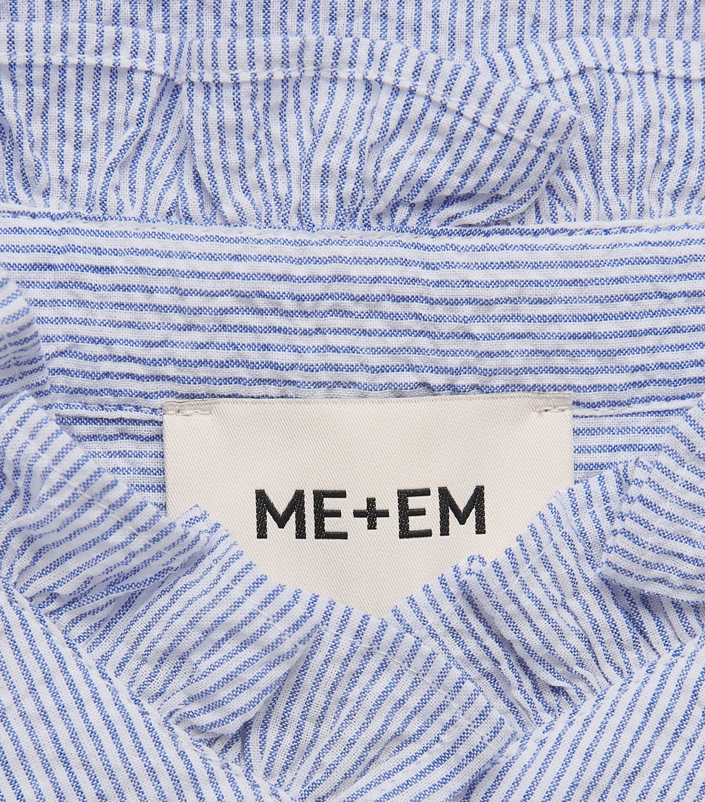 ME+EM Womens Seersucker Stripe Blouse Blue/soft White Image 6