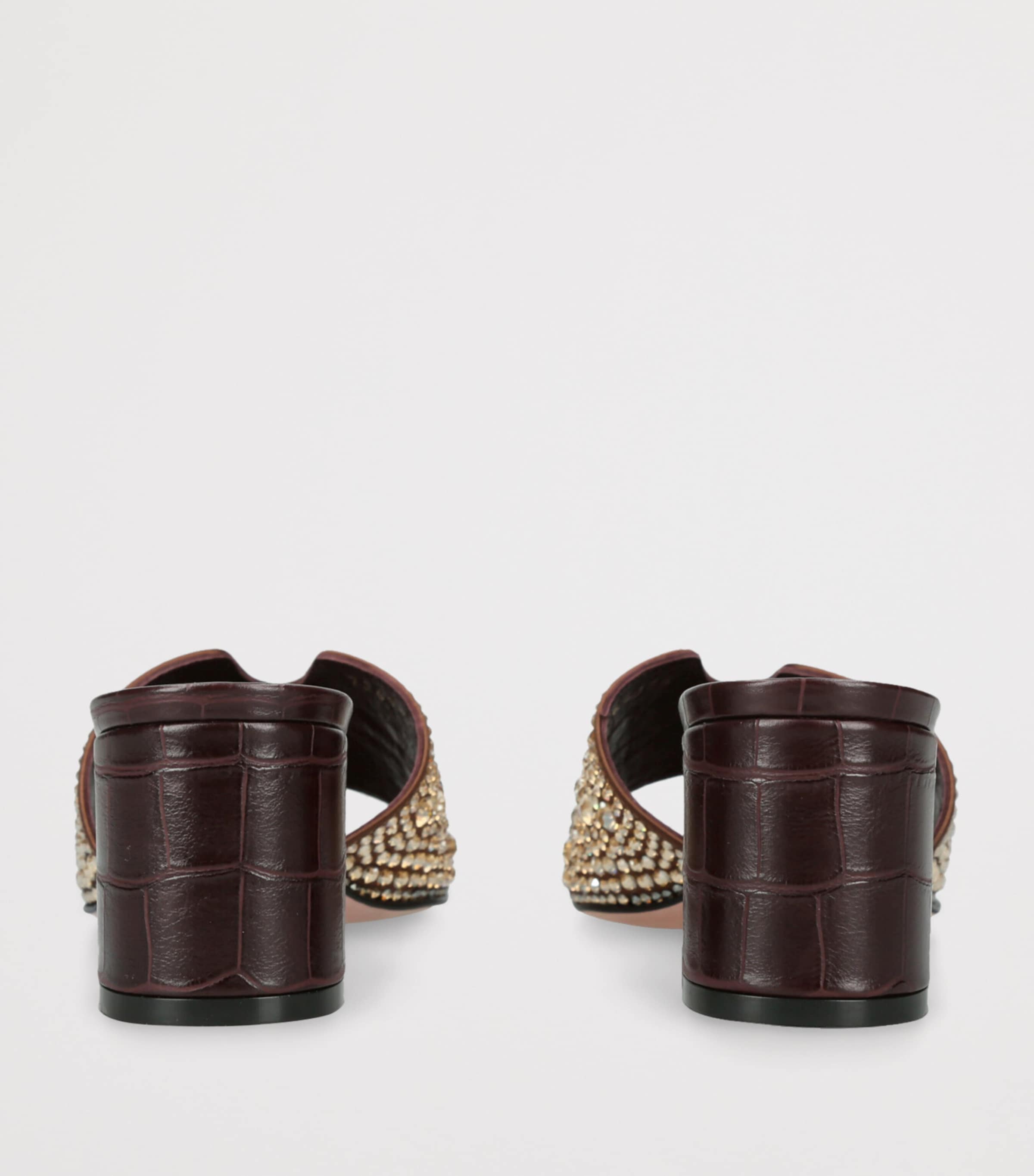 Gina Leather Embellished Florence Heeled Mules 50 Red Comb Image 3