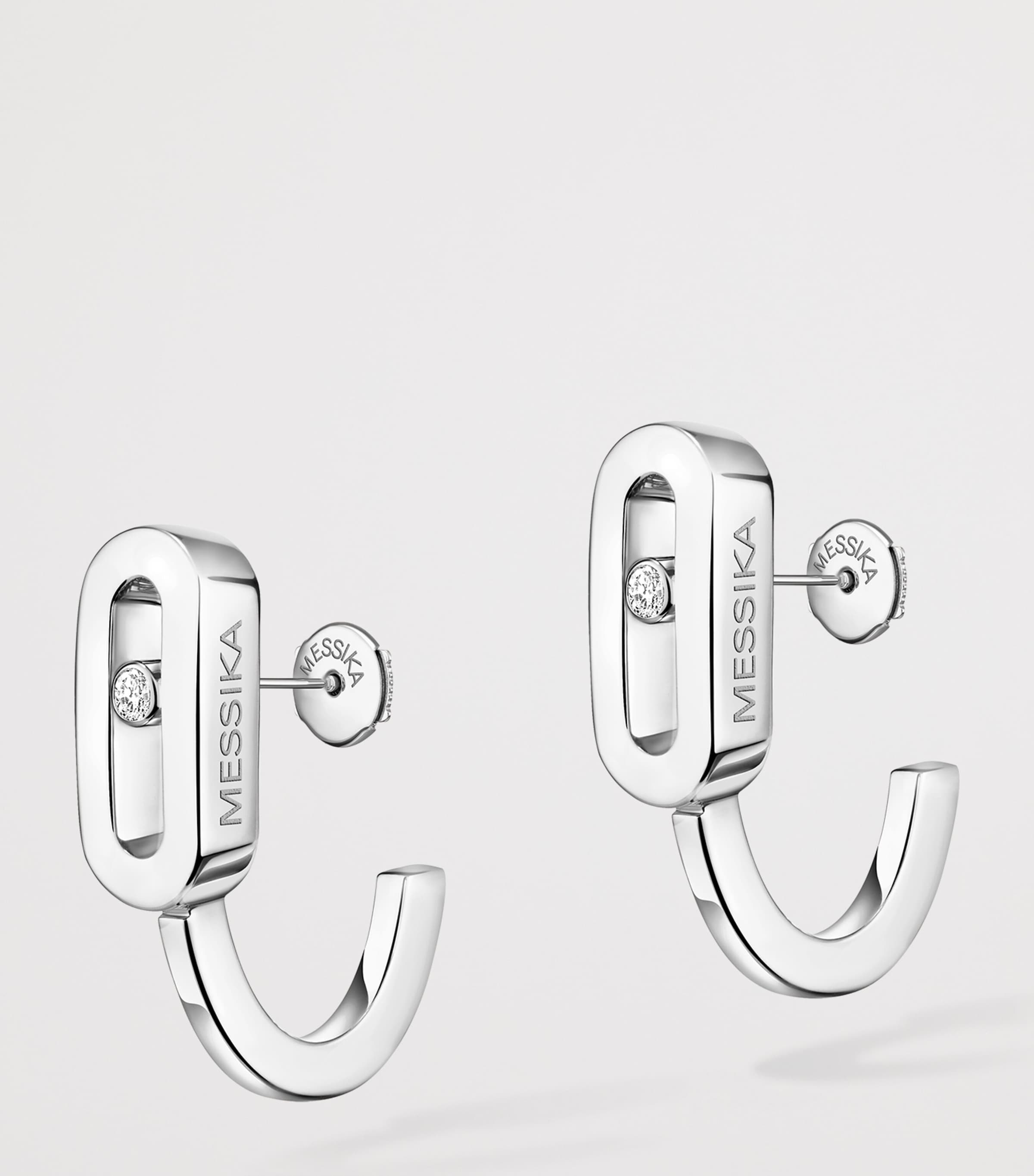 Messika Move Uno White Gold and Diamond Mini Hoop Earrings (0.01ct) White Gold Image 3