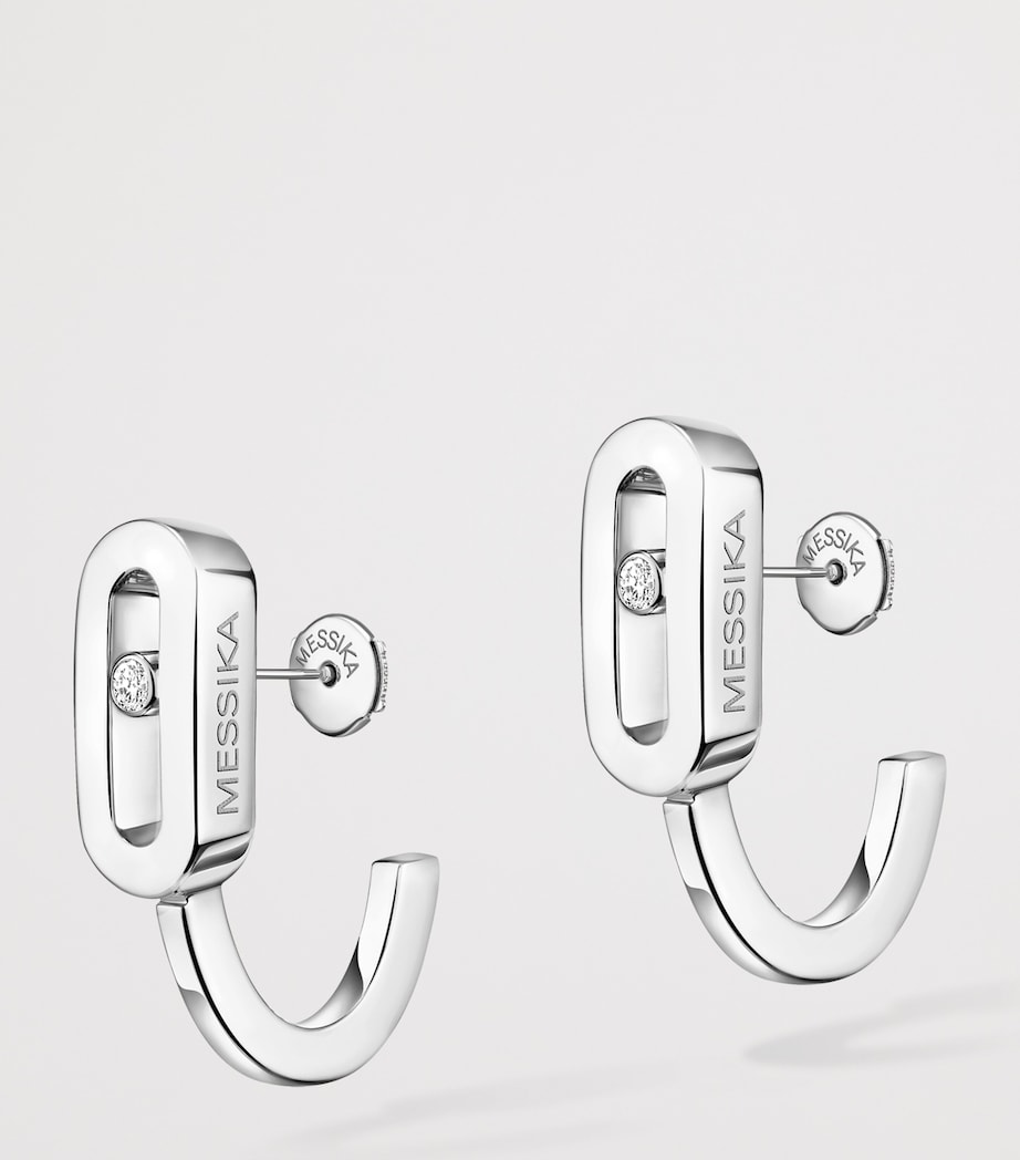 Messika Move Uno White Gold and Diamond Mini Hoop Earrings (0.01ct) White Gold Image 3