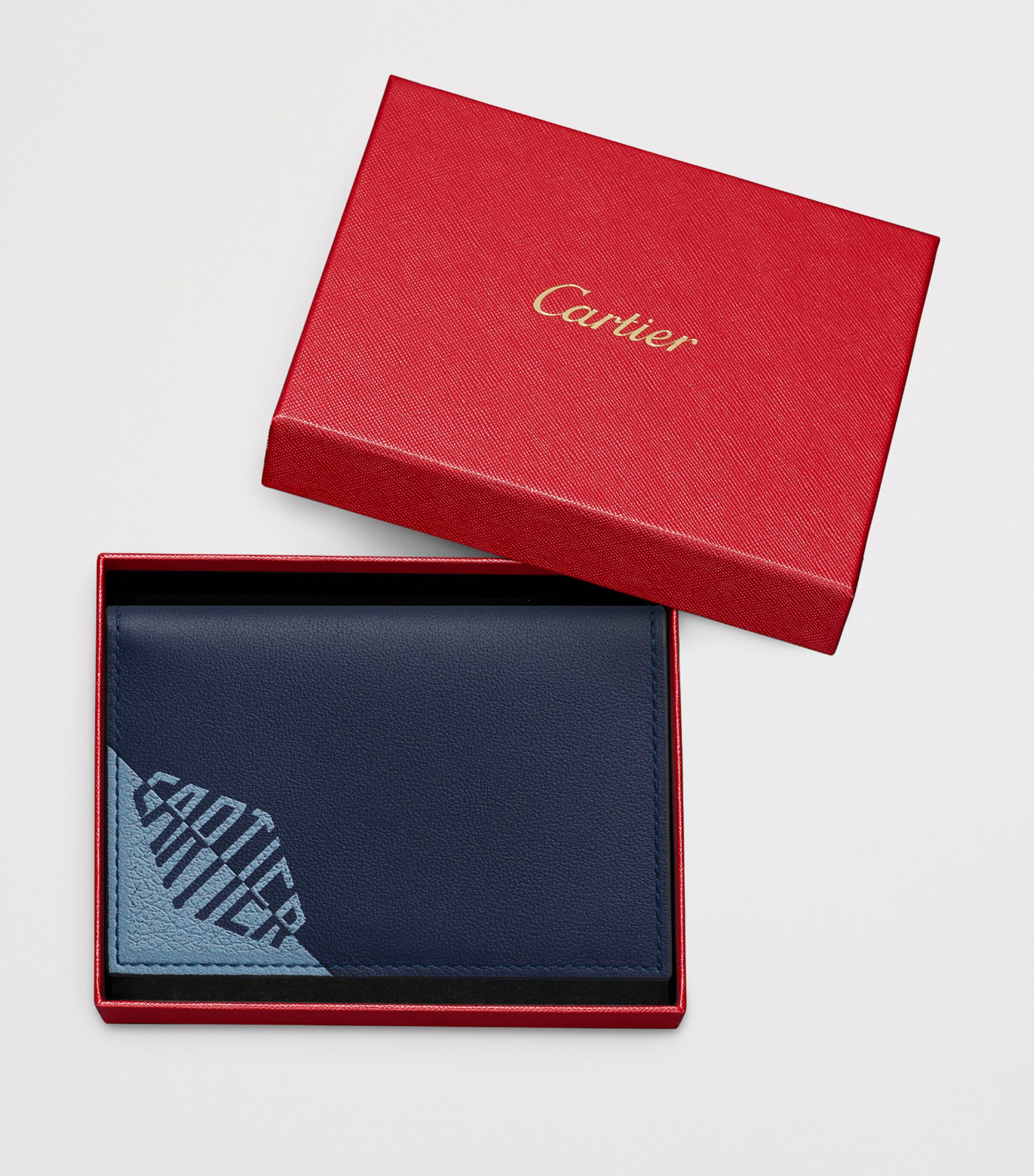 Leather Losange Shadow Card Holder NAVY BLUE / SKY BLUE Image 4