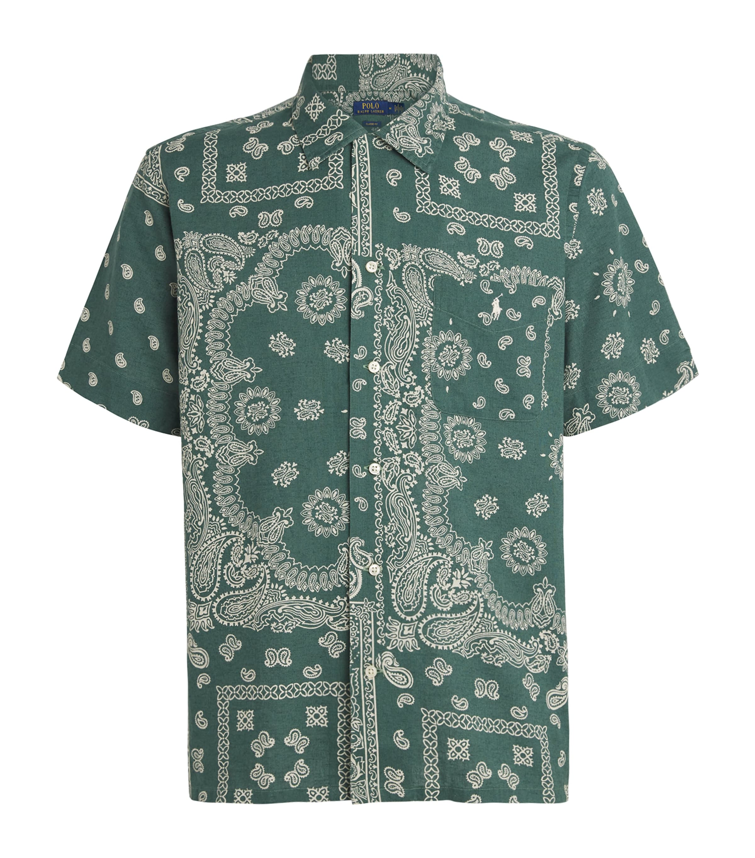 Polo Ralph Lauren Green Linen-Cotton Bandana-Print Short-Sleeve