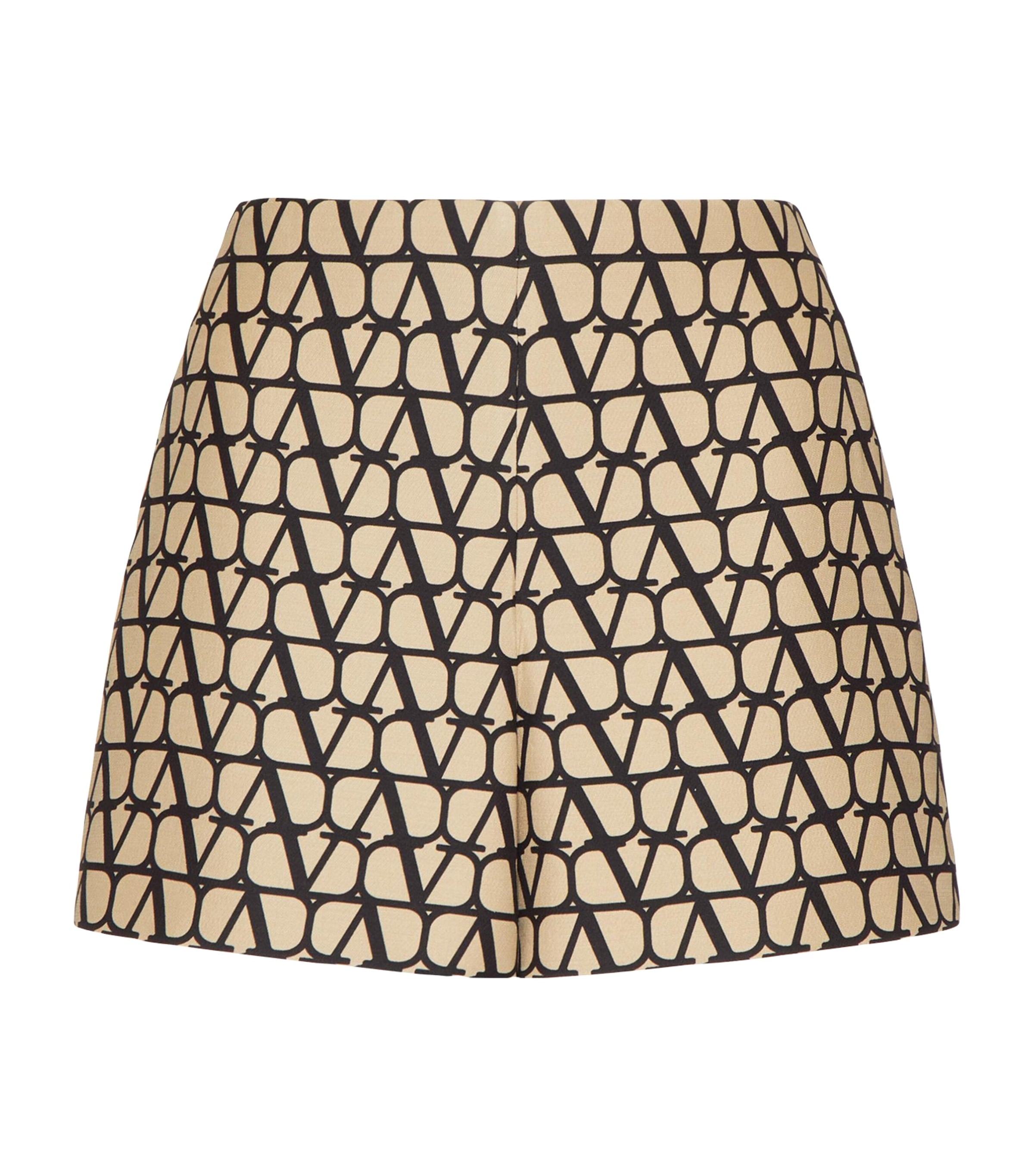 Shop Valentino Wool-silk Logo Shorts In Beige