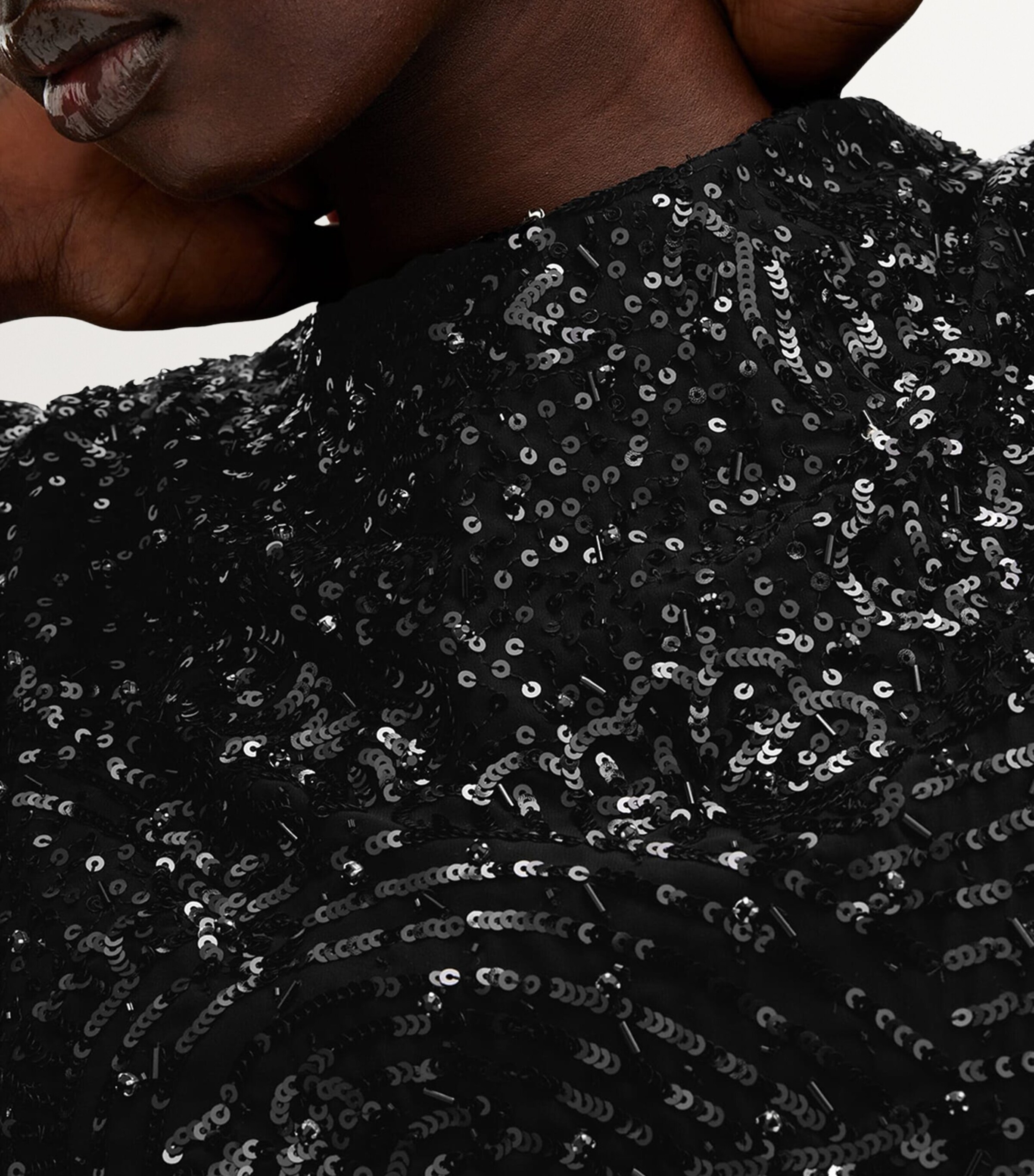 AllSaints Womens Embellished Ivy Top Black Image 8