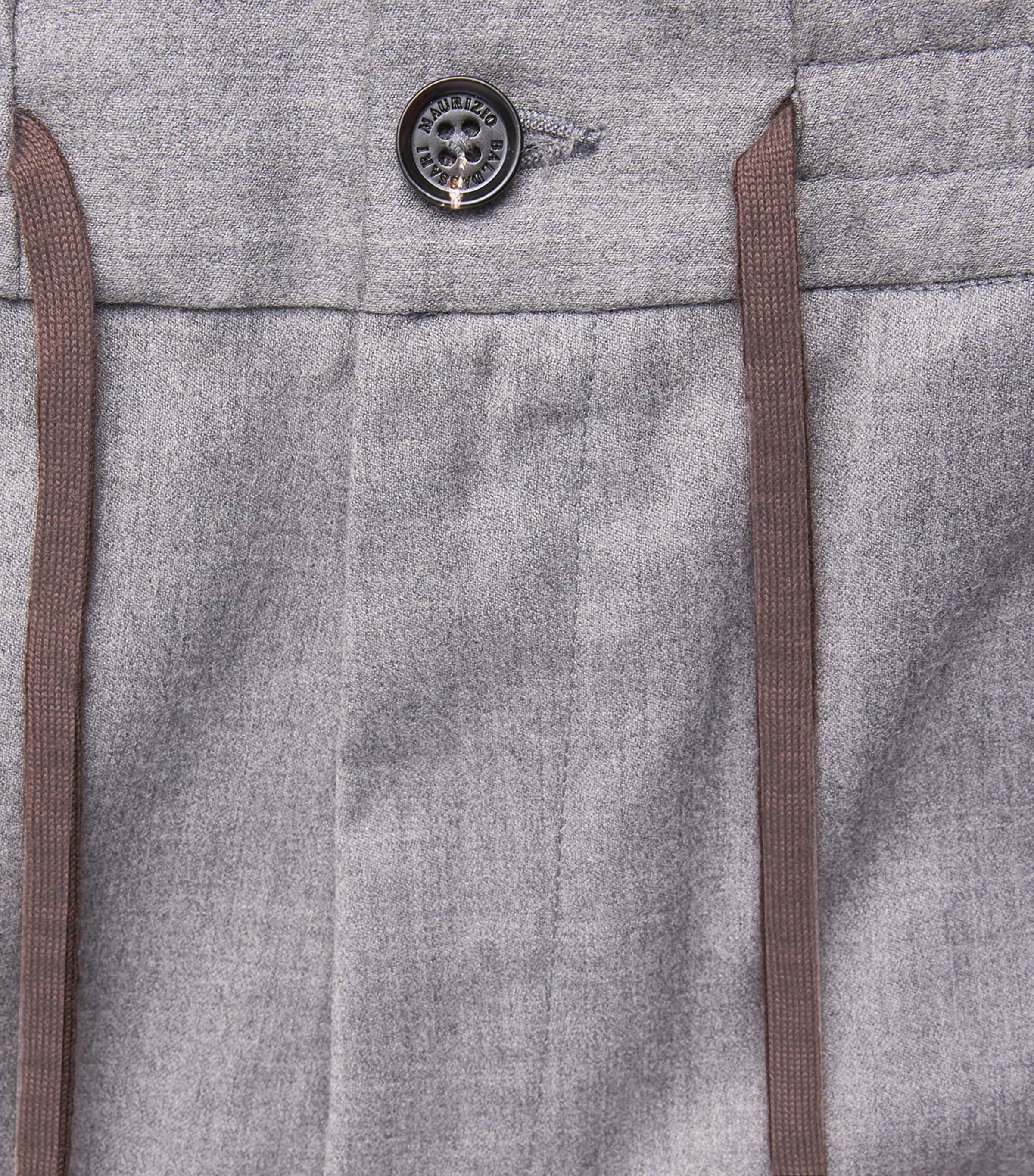 Maurizio Baldassari Mens Stretch-Virgin Wool Drawstring Trousers Warm Light Grey Image 6
