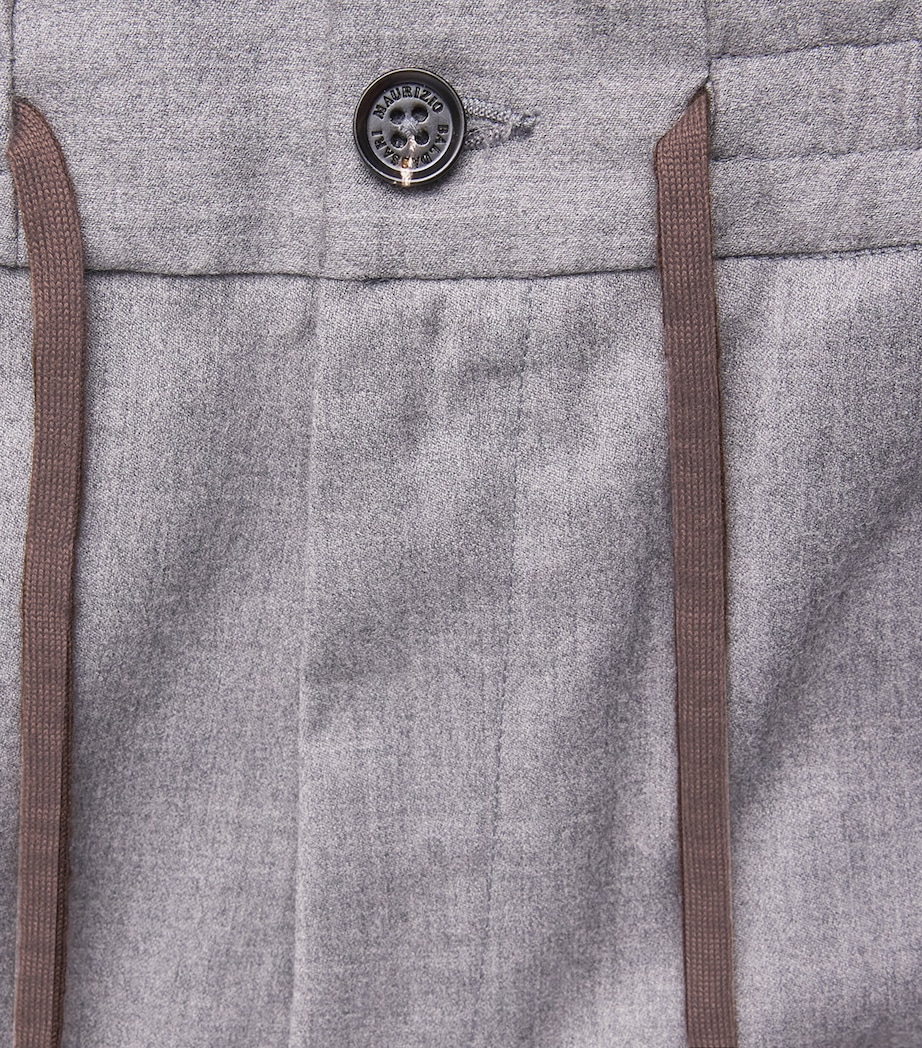 Maurizio Baldassari Mens Stretch-Virgin Wool Drawstring Trousers Warm Light Grey Image 6