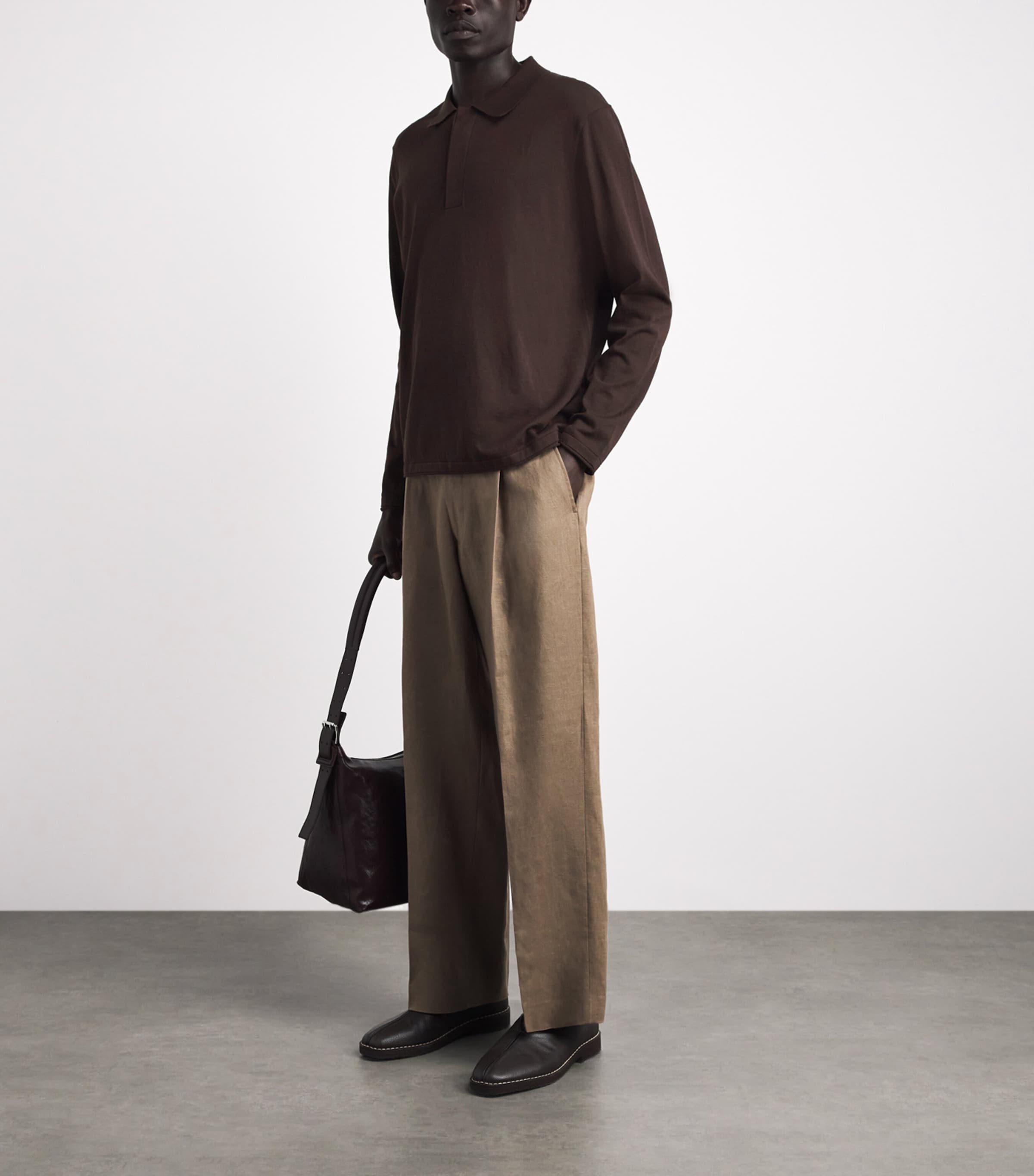 NN.07 Mens Organic Cotton-Silk Polo Sweater Dusky Port Image 2