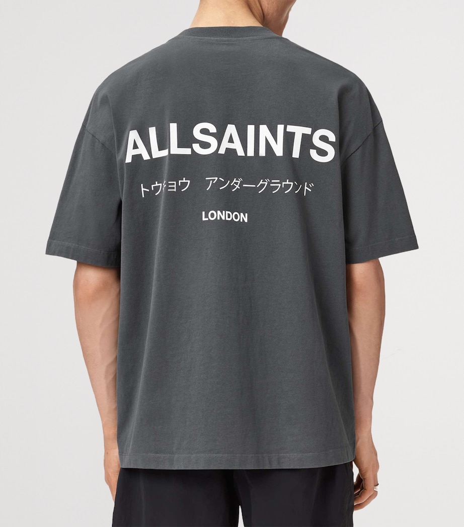 AllSaints Mens Organic Cotton Underground T-Shirt Dark Steel Blue Image 4
