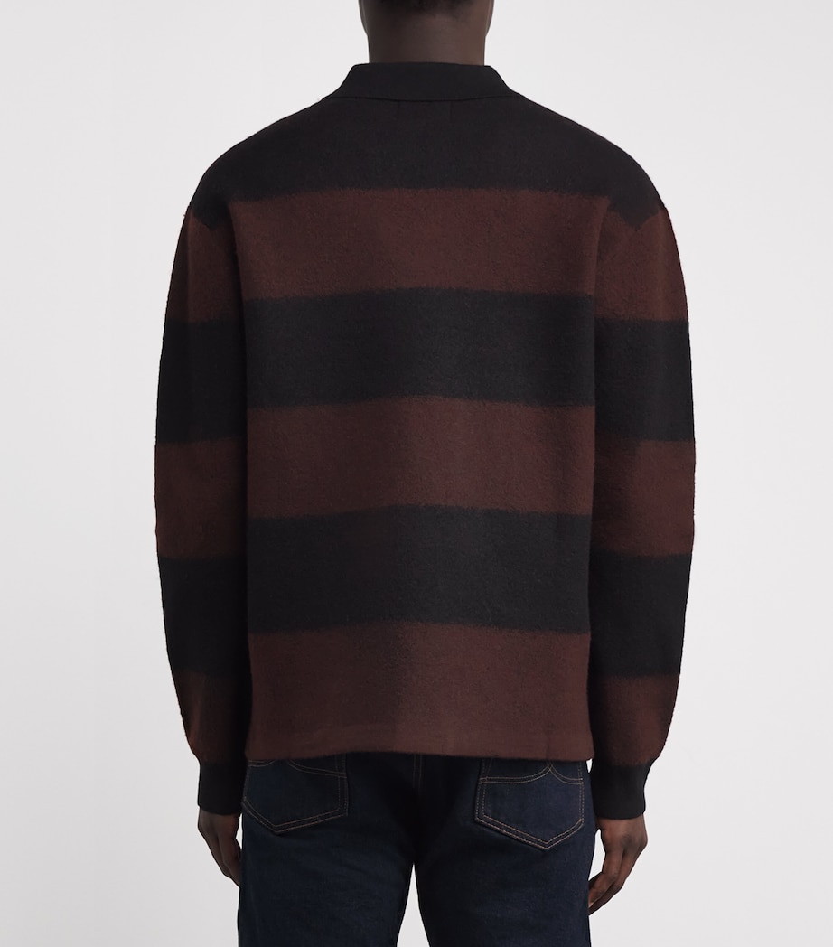 Wool Stripe Rugby Polo Sweater BLACK Image 4