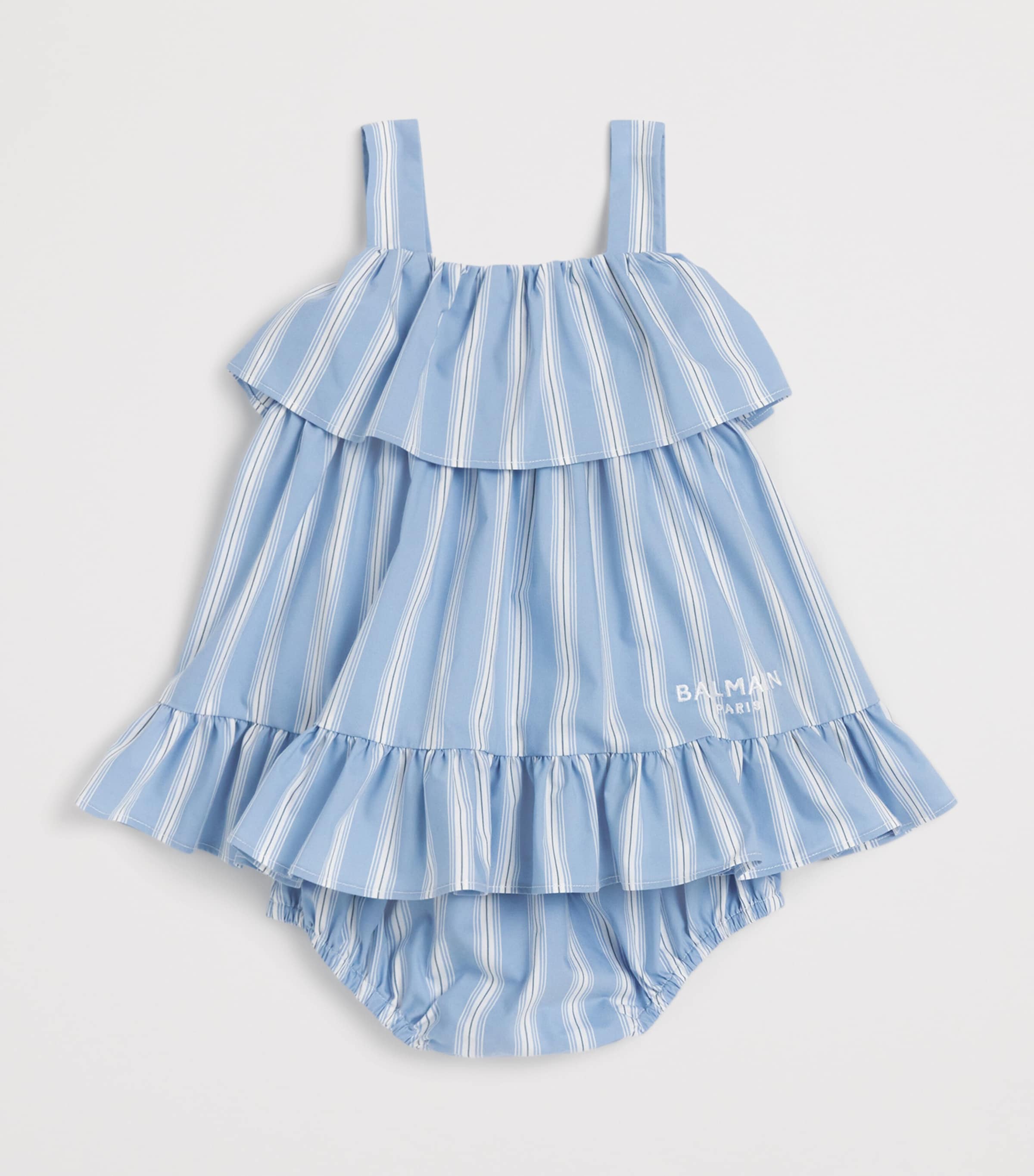 Cotton-Blend Dress and Bloomers Set (6-36 Months) 685BC CELESTE/BIANCO Image 3