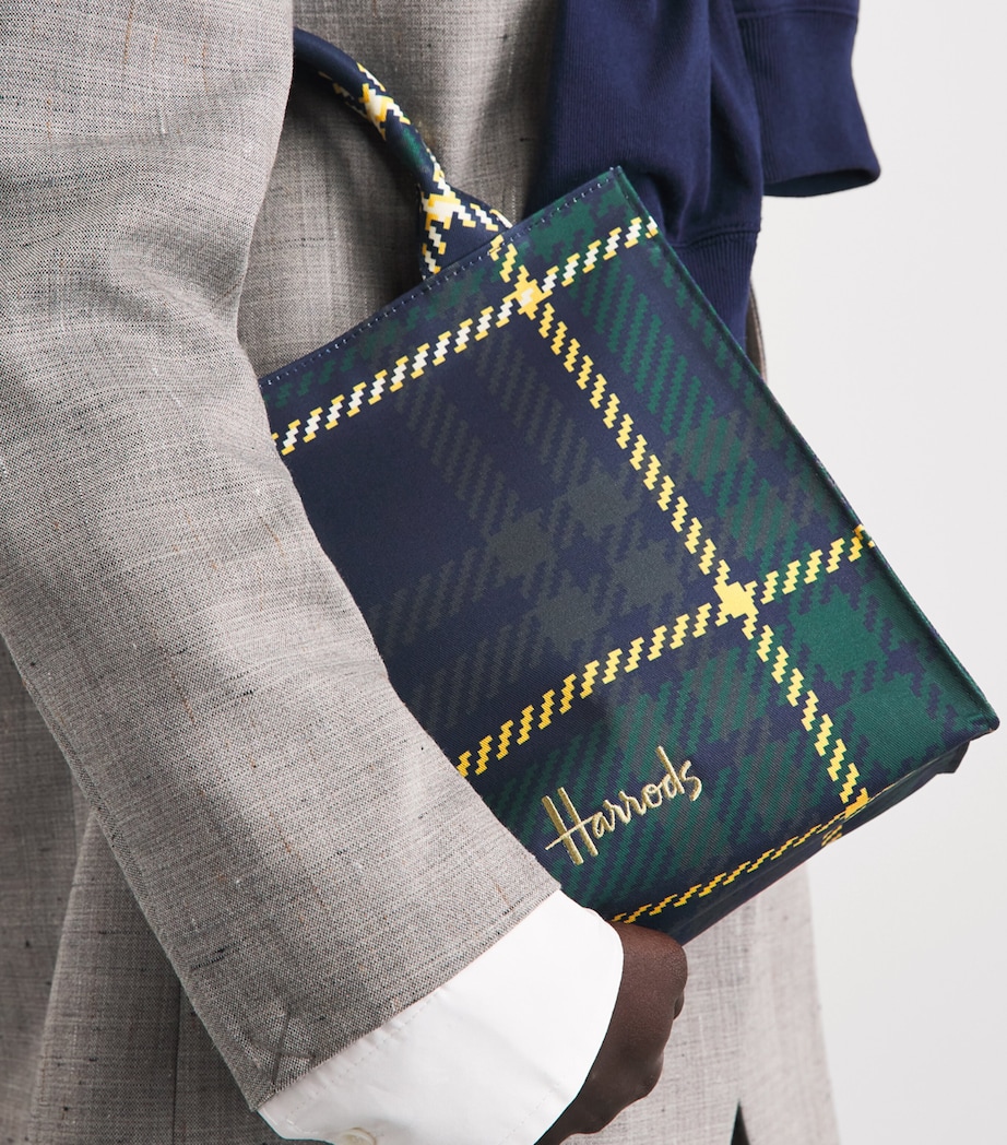 Harrods Small Tartan Tote Bag Navy Image 4