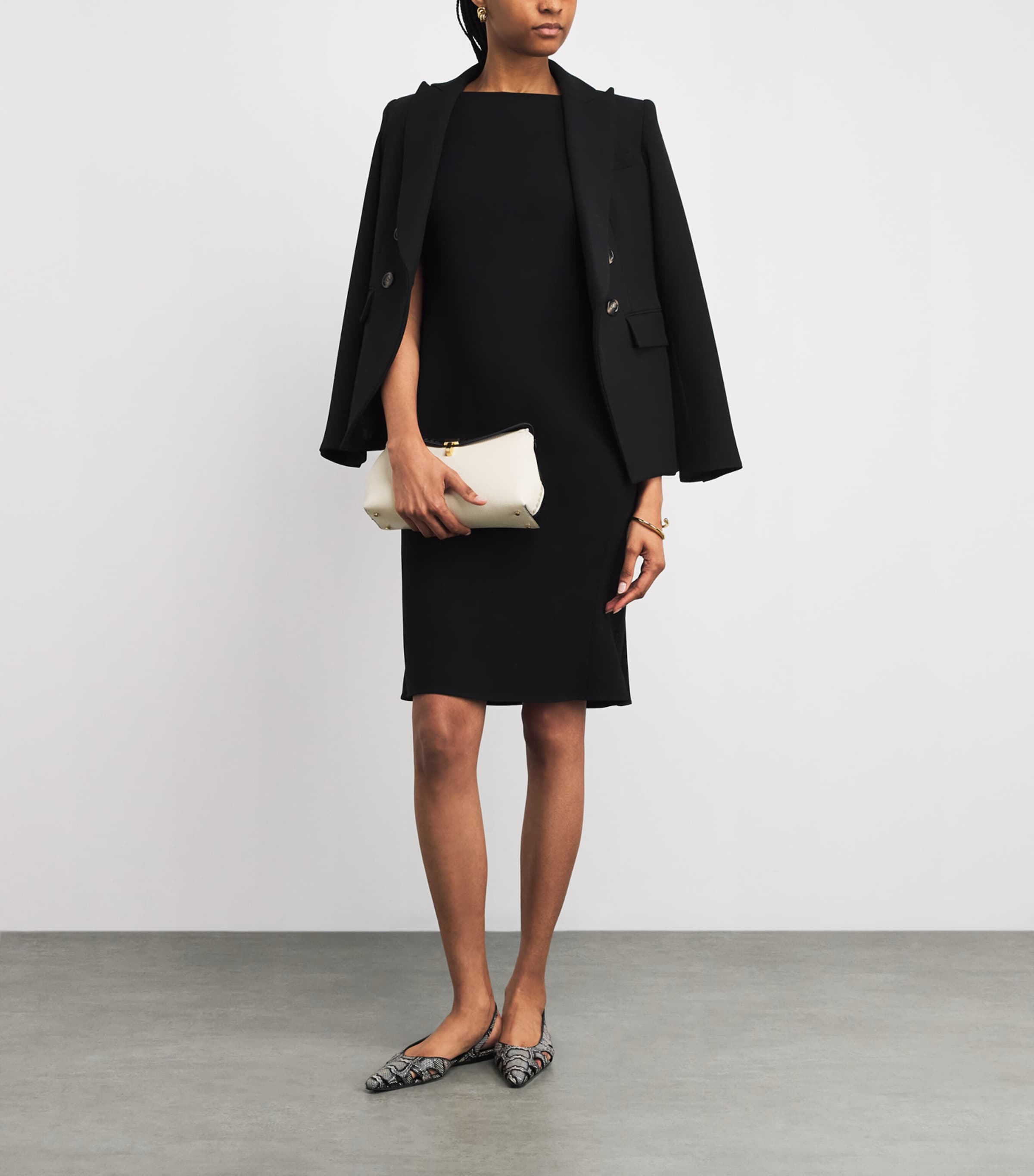 Admiral Crepe Midi Shift Dress 001 BLACK Image 2