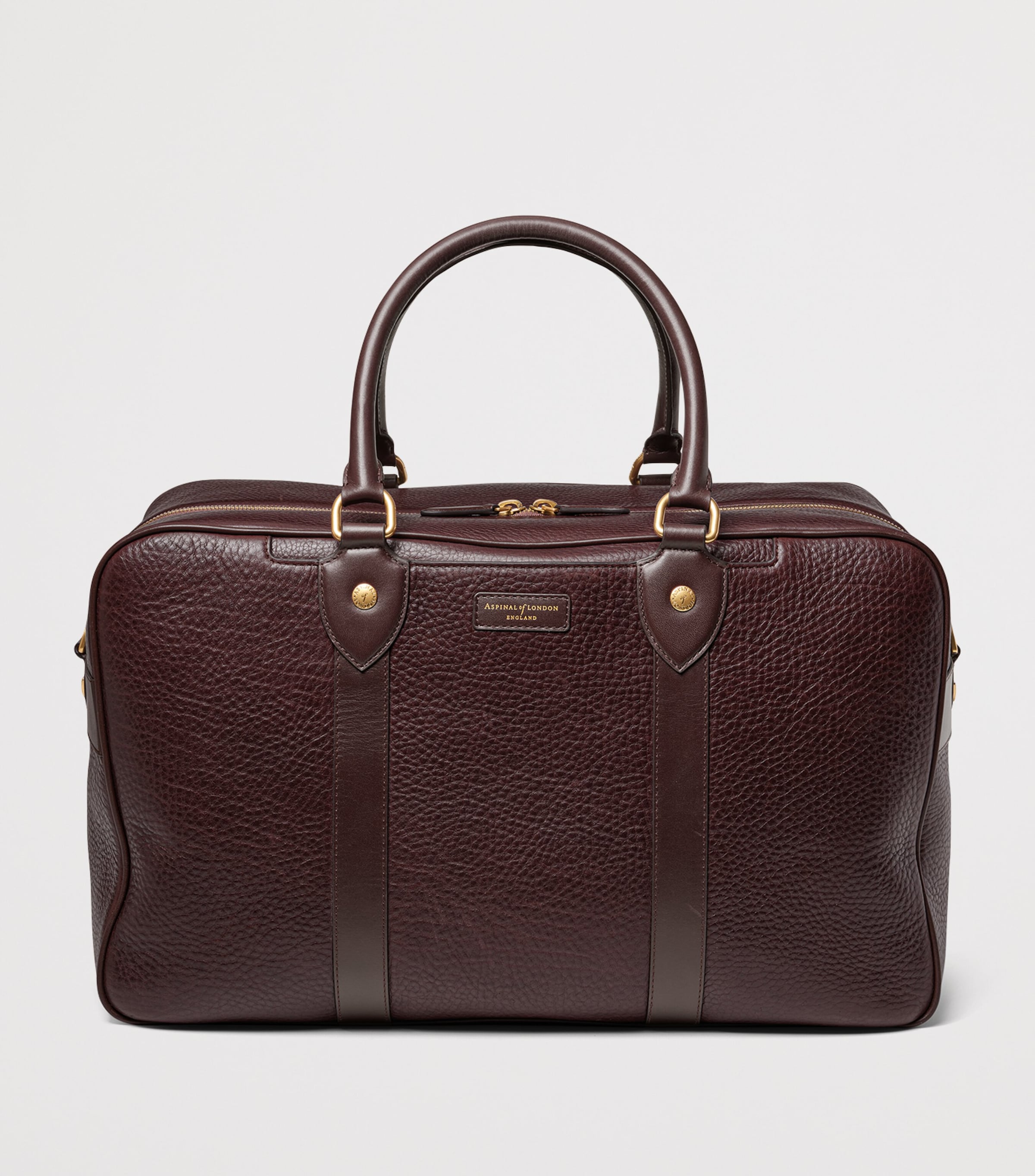 Aspinal Of London Grained Leather 36-Hour Holdall Conker Image 3