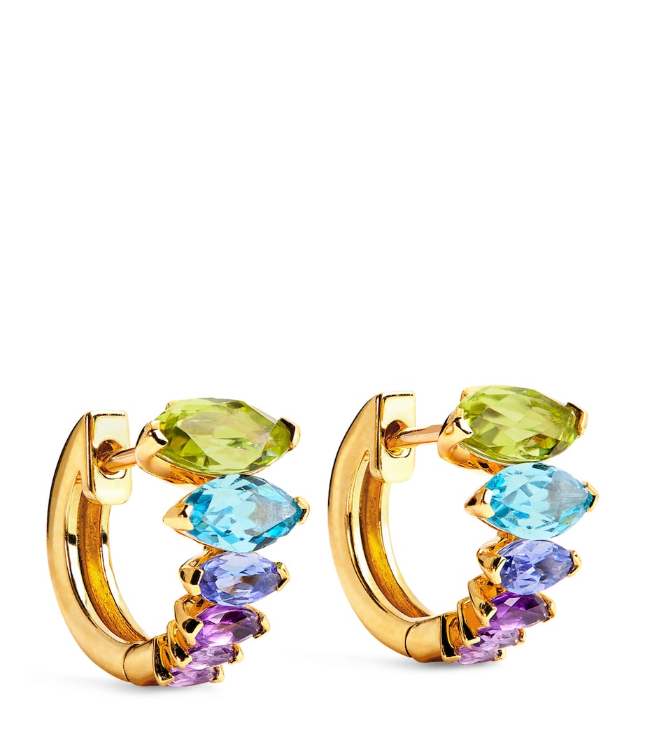 Yellow Gold, Peridot, Topaz and Amethyst Arashi Huggie Hoops YELLOW GOLD Image 1
