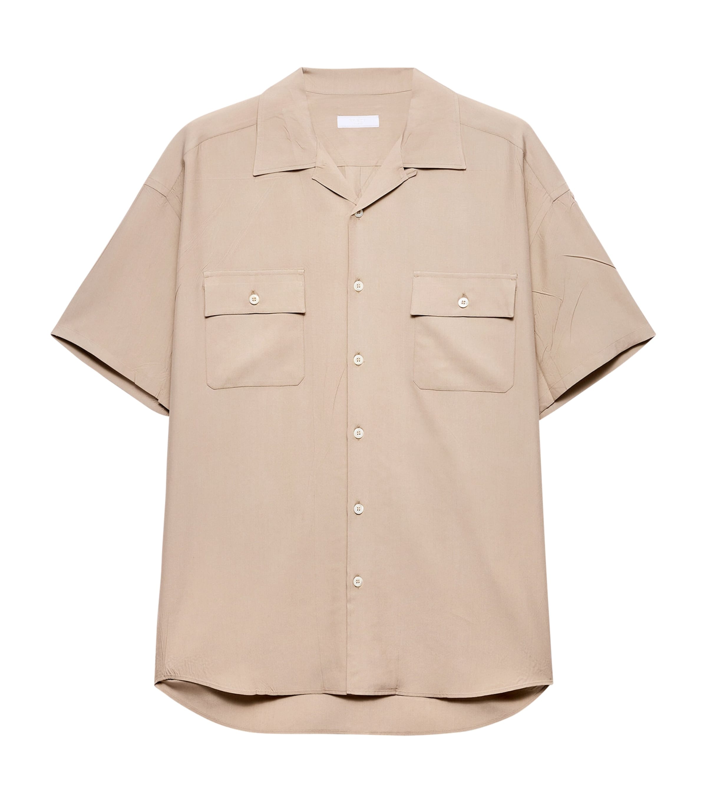 Prada Mens Silk Short-Sleeve Shirt Neutral Image 1