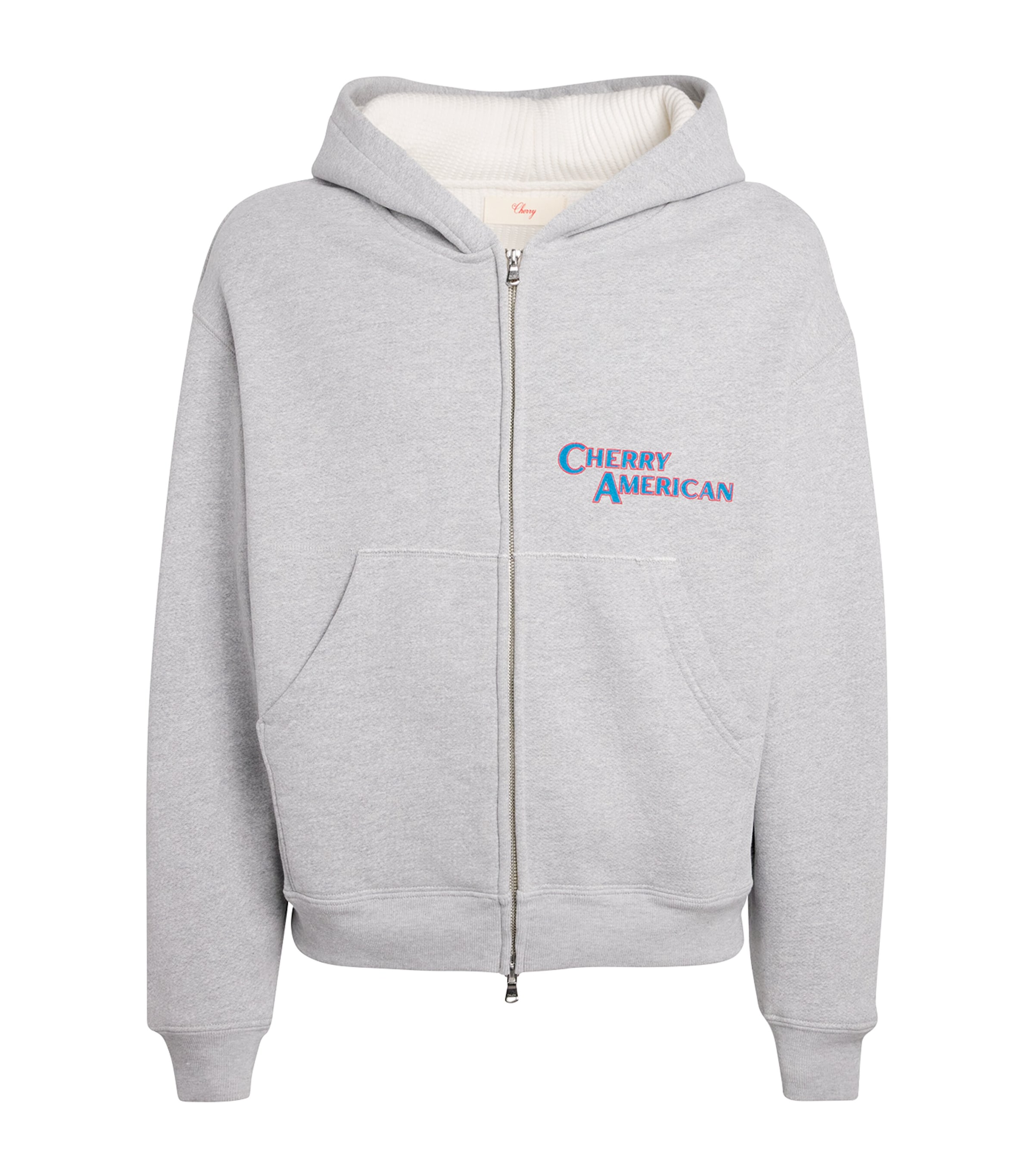 Cherry Los Angeles Logo-print Cotton-blend Jersey Zip-up Hoodie In Gray